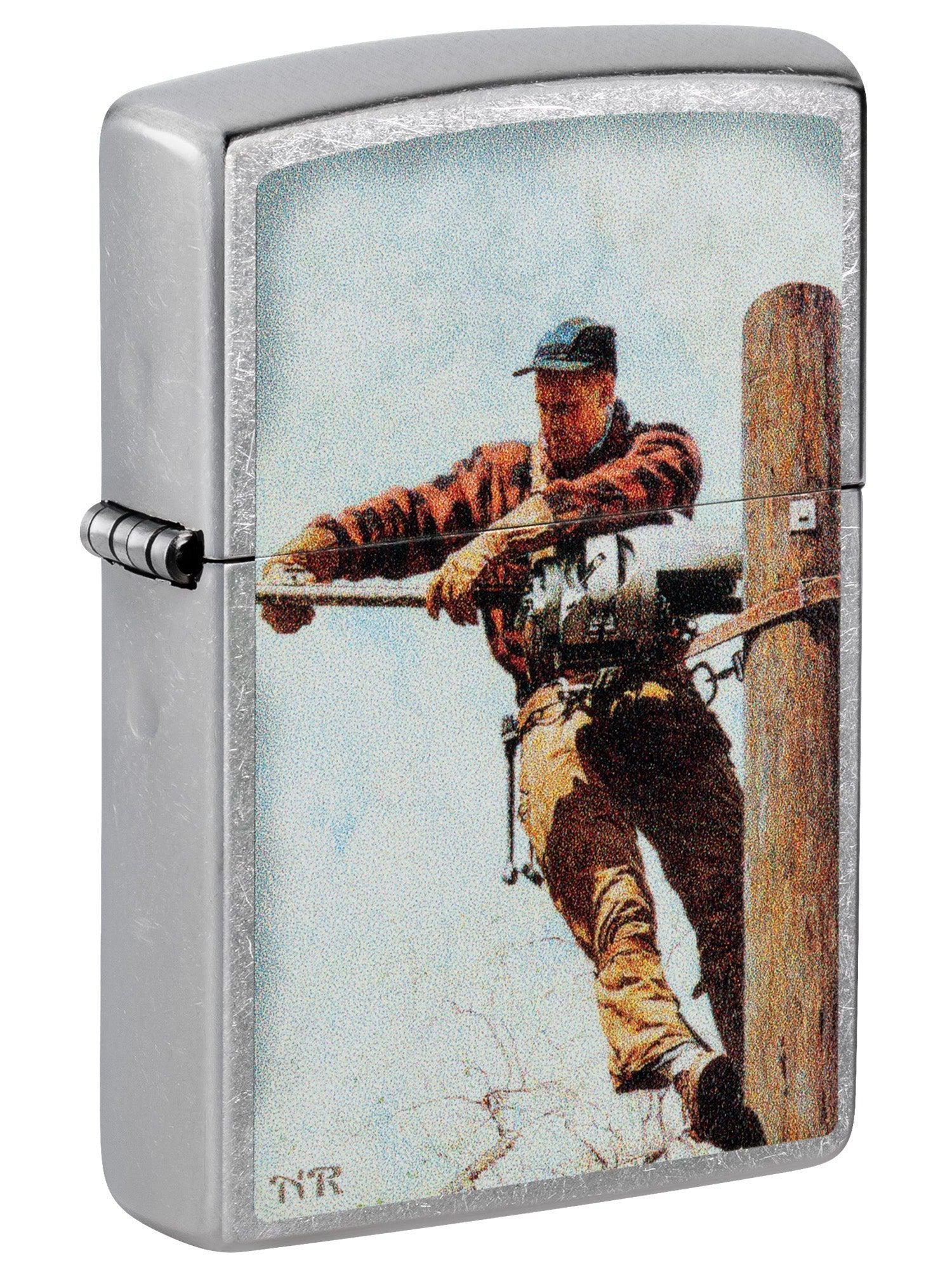 Zippo Lighter: Lineman By Norman Rockwell - Street Chrome 81528 – Lucas 