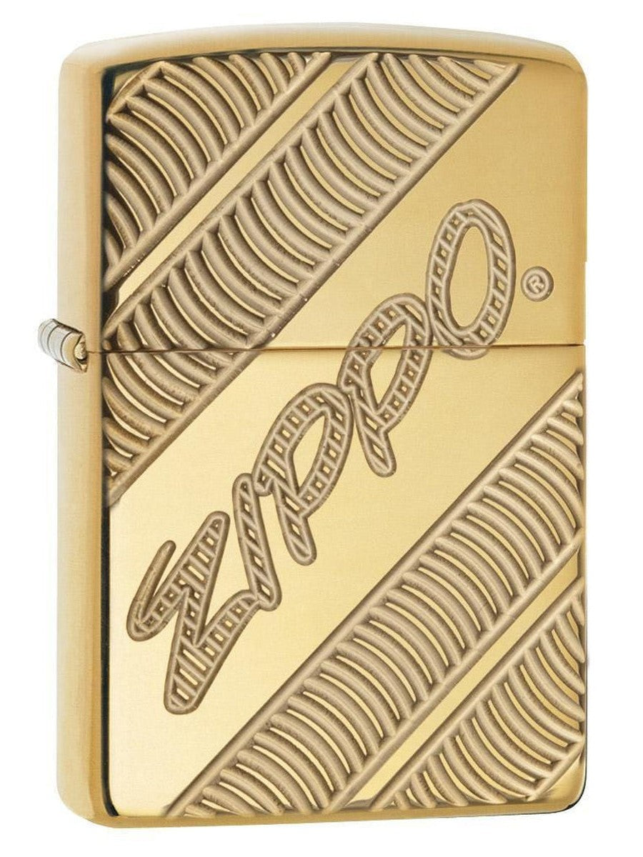 Zippo Pattern Design Armor High Polish Brass Pocket Lighter 