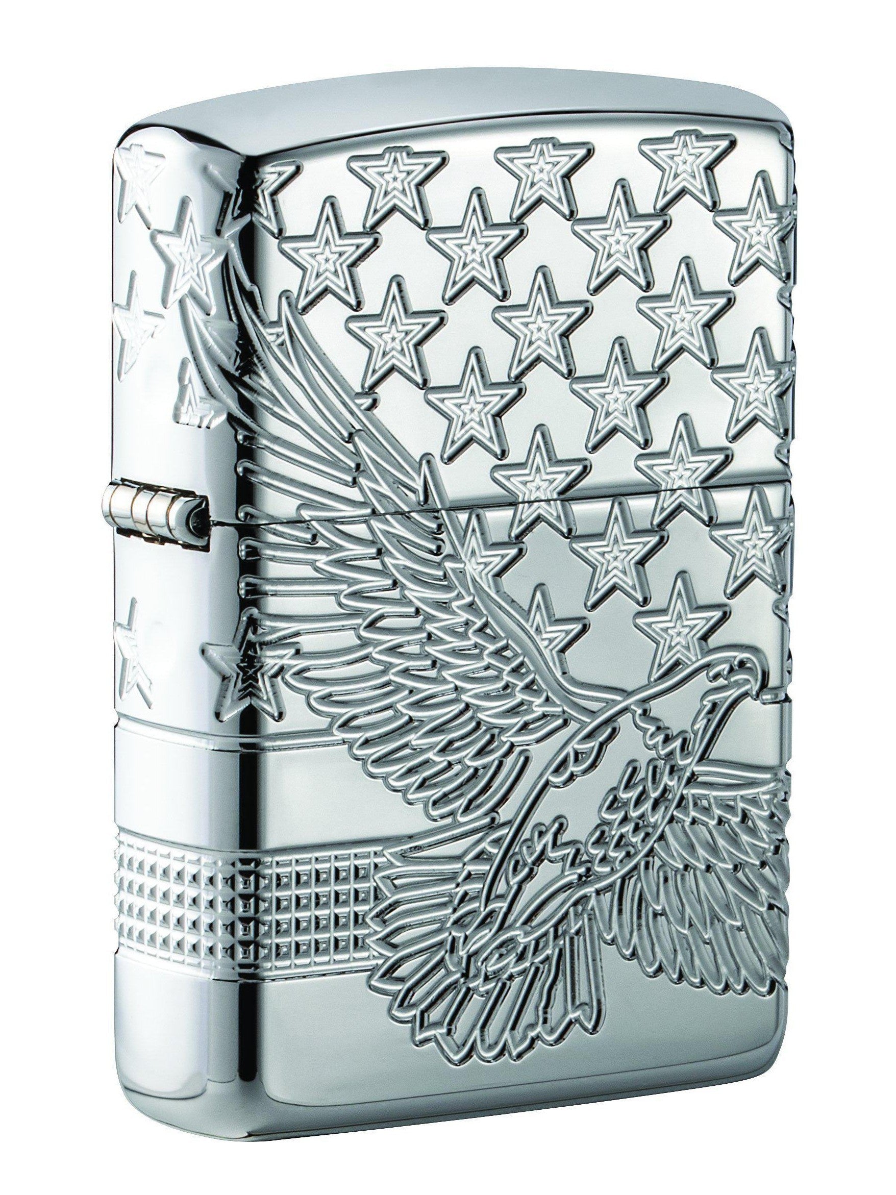 Zippo Lighter: Armor MultiCut Patriotic Eagle - High Polish Chrome