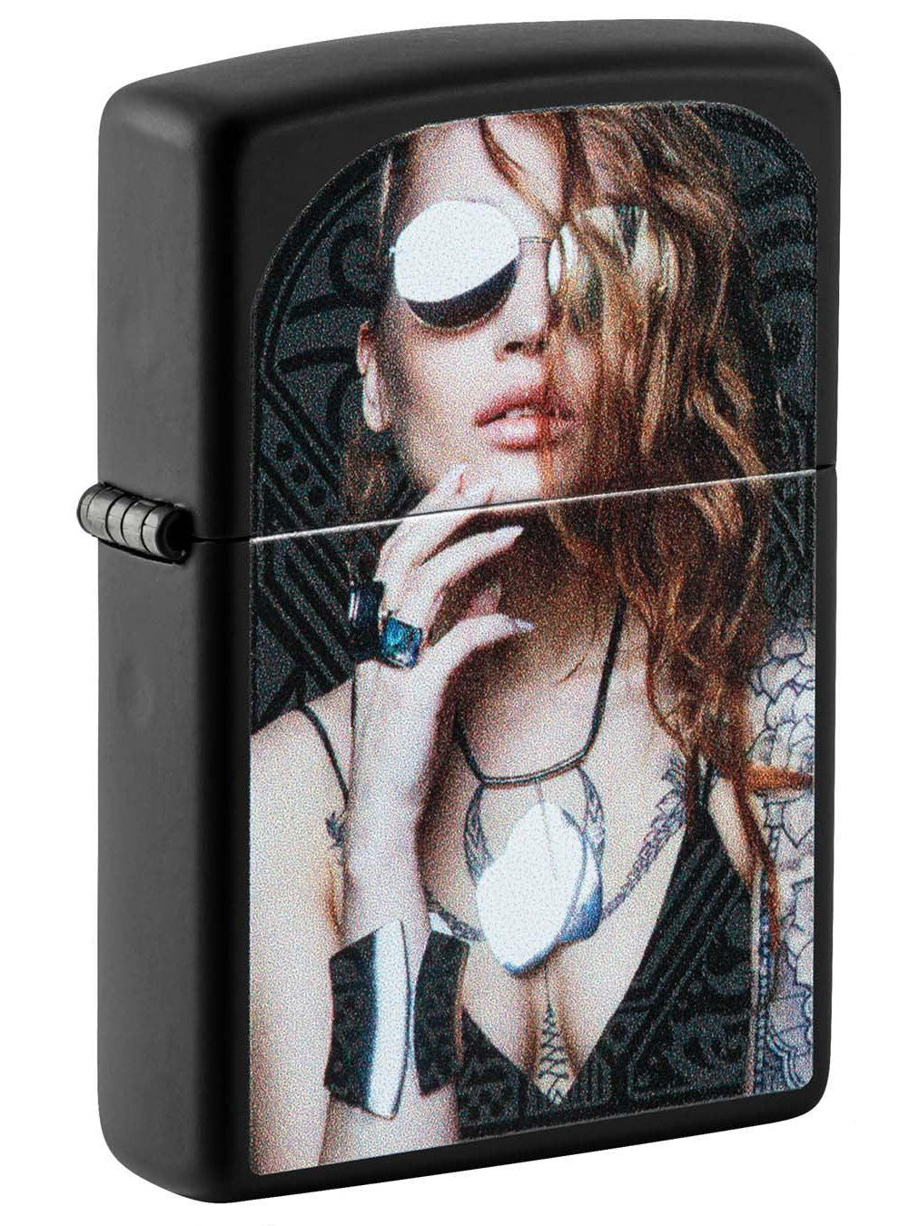 Zippo Lighter Tattoo Woman Black Matte 49981 Lucas Lighters 