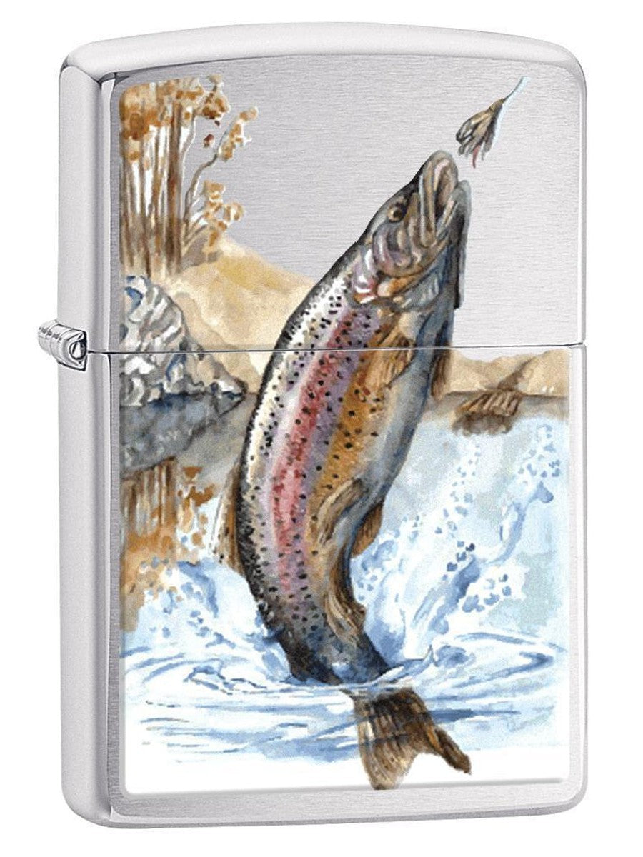 Zippo Lighter- Fishing Hook Fish Designs Outdoors Nature Windproof Lighter  (Night Fishing #Z6018)