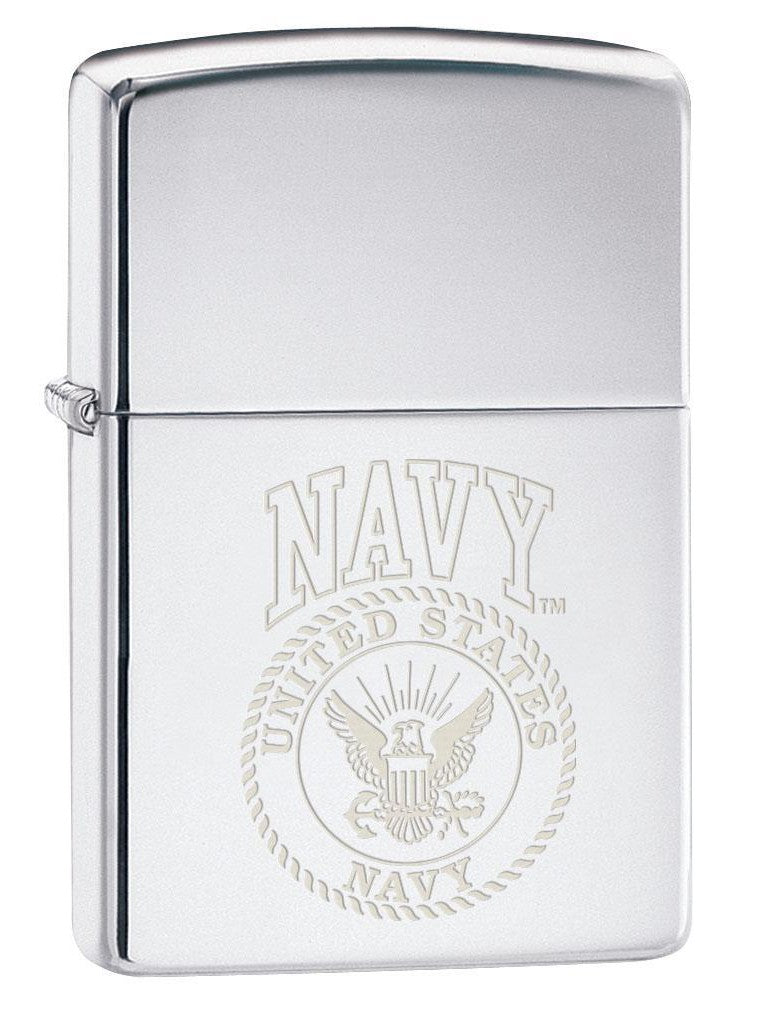 Zippo Lighter: Engraved U.S. Navy Insignia - High Polish Chrome 80376