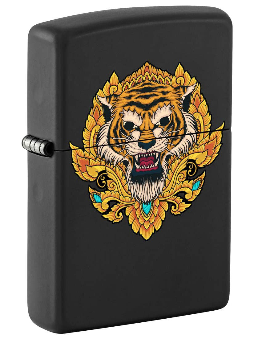 Zippo Lighter: Tiger Design - Black Matte 81299 – Lucas Lighters