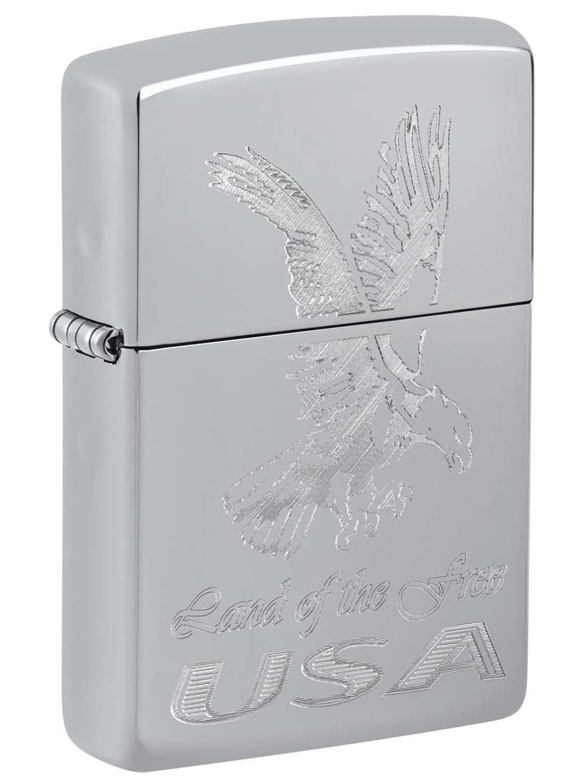 Zippo Lighter: American Eagle, Land of the Free USA, Engraved
