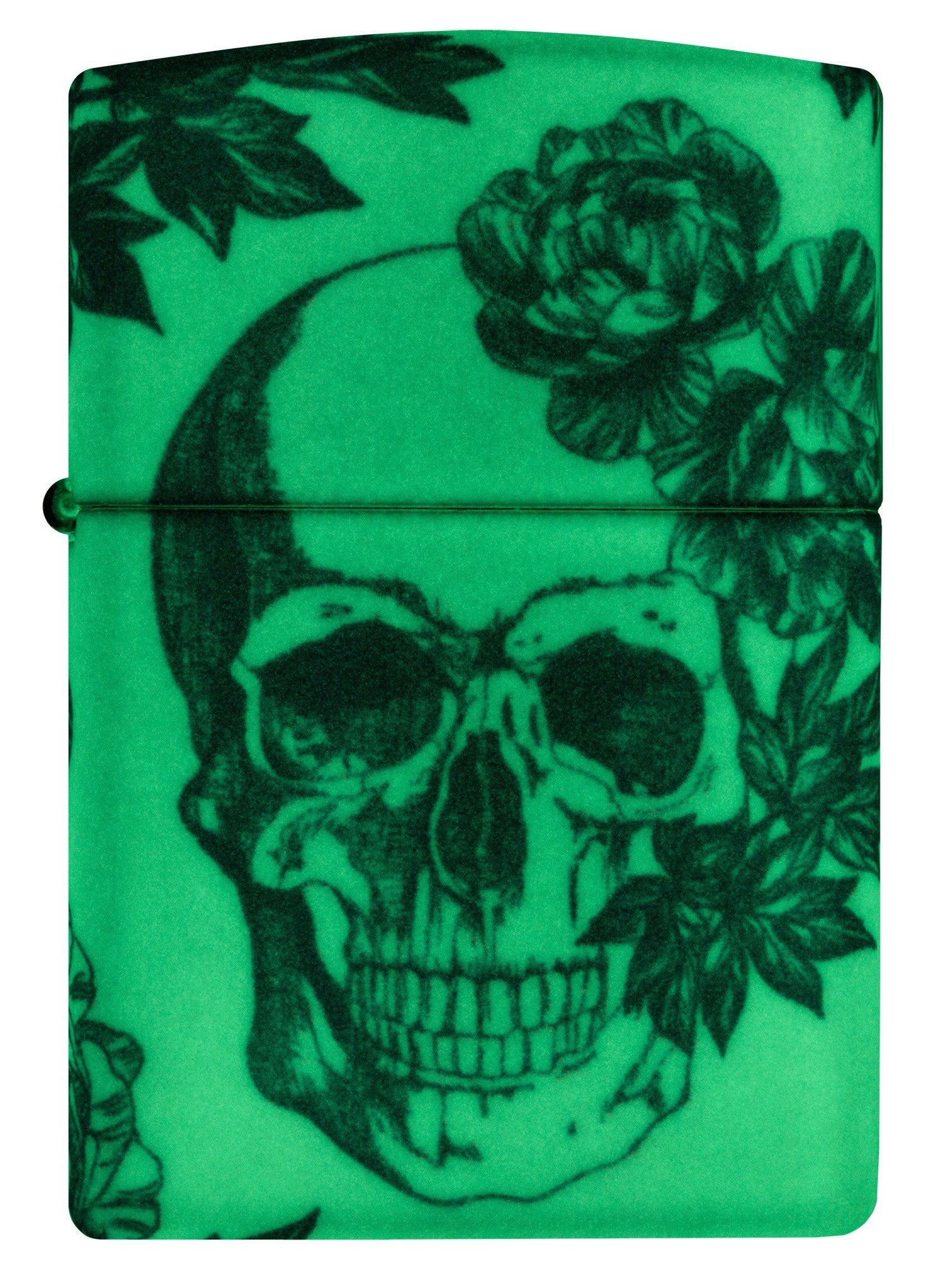 Zippo Lighter: Skull and Flowers, Glow-in-the-Dark - 540 Color 46037