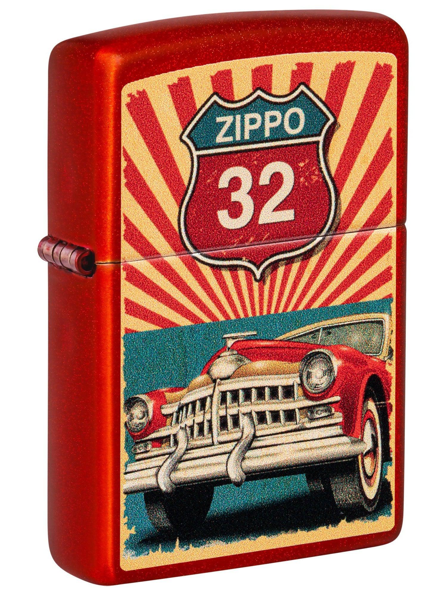 Zippo Lighter: Vintage Car Design - Metallic Red 46079 – Lucas Lighters