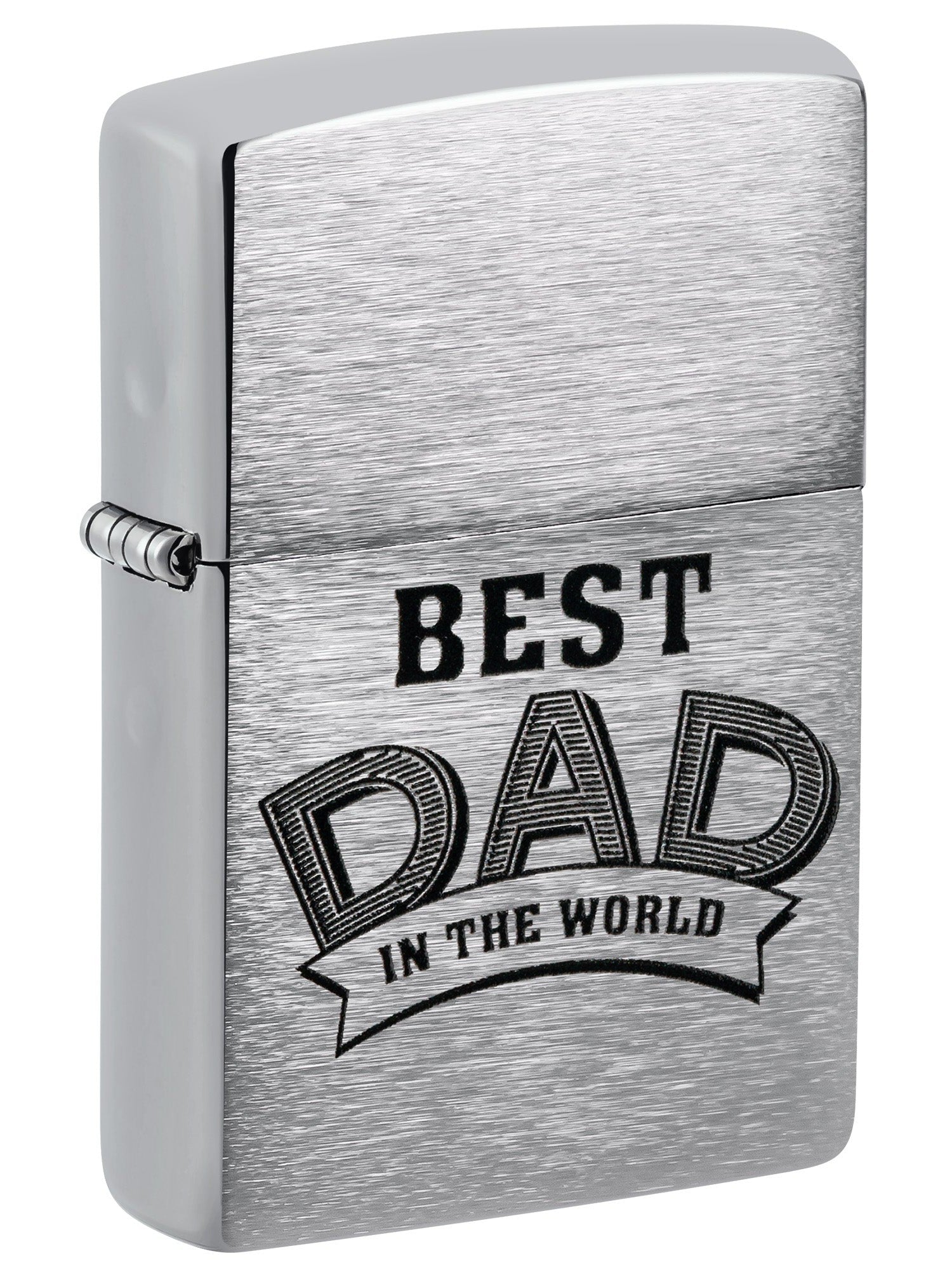 Zippo Lighter: Best Dad in the World - Brushed Chrome 46081