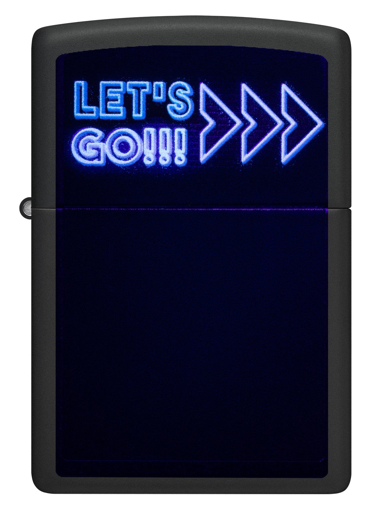 Zippo Lighter: Let's Go, Neon Sign with Blacklight - Black Matte 46084