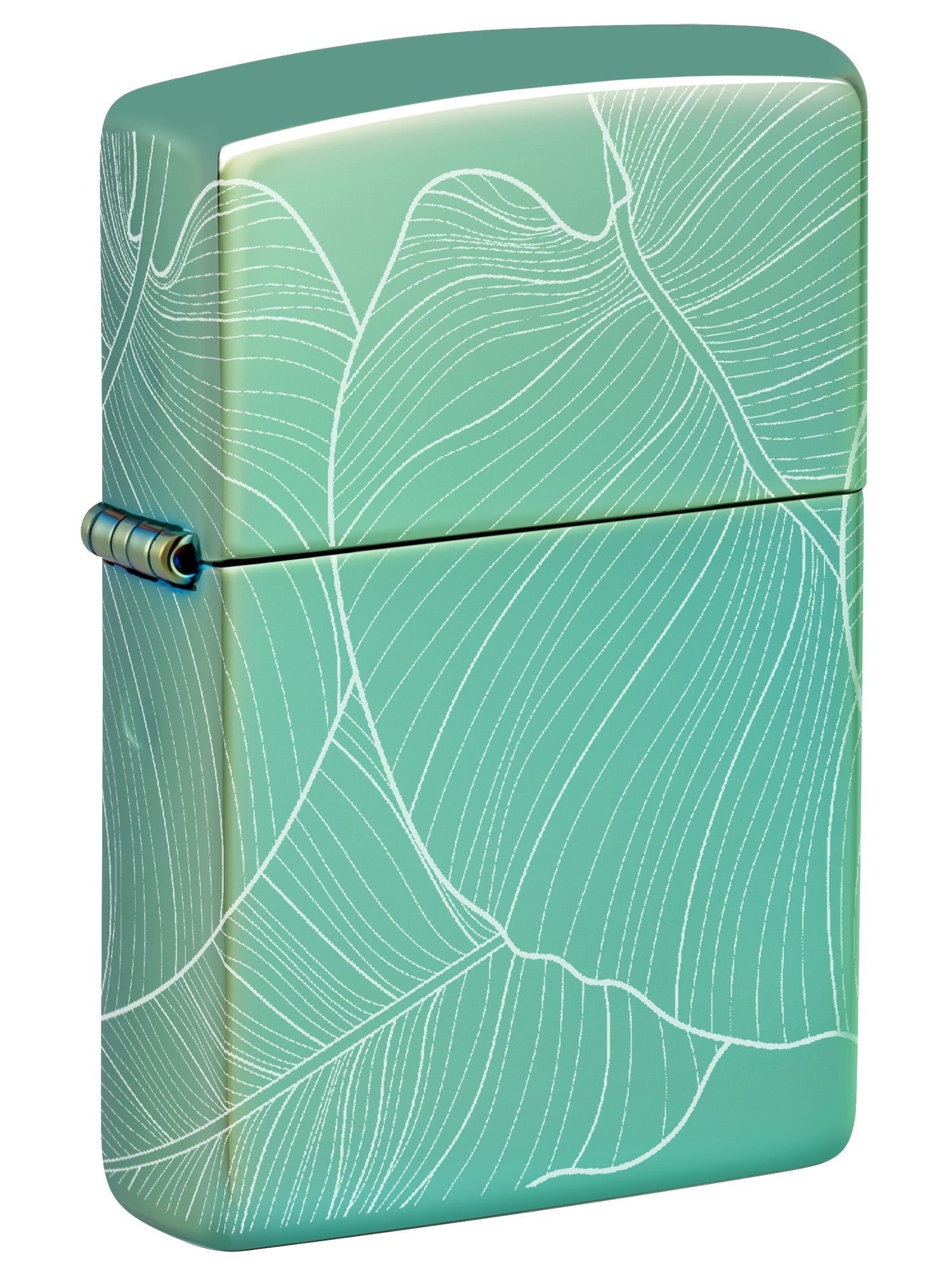 Zippo Lighter: Leaf Design, Photo 360 - High Polish Green 46110