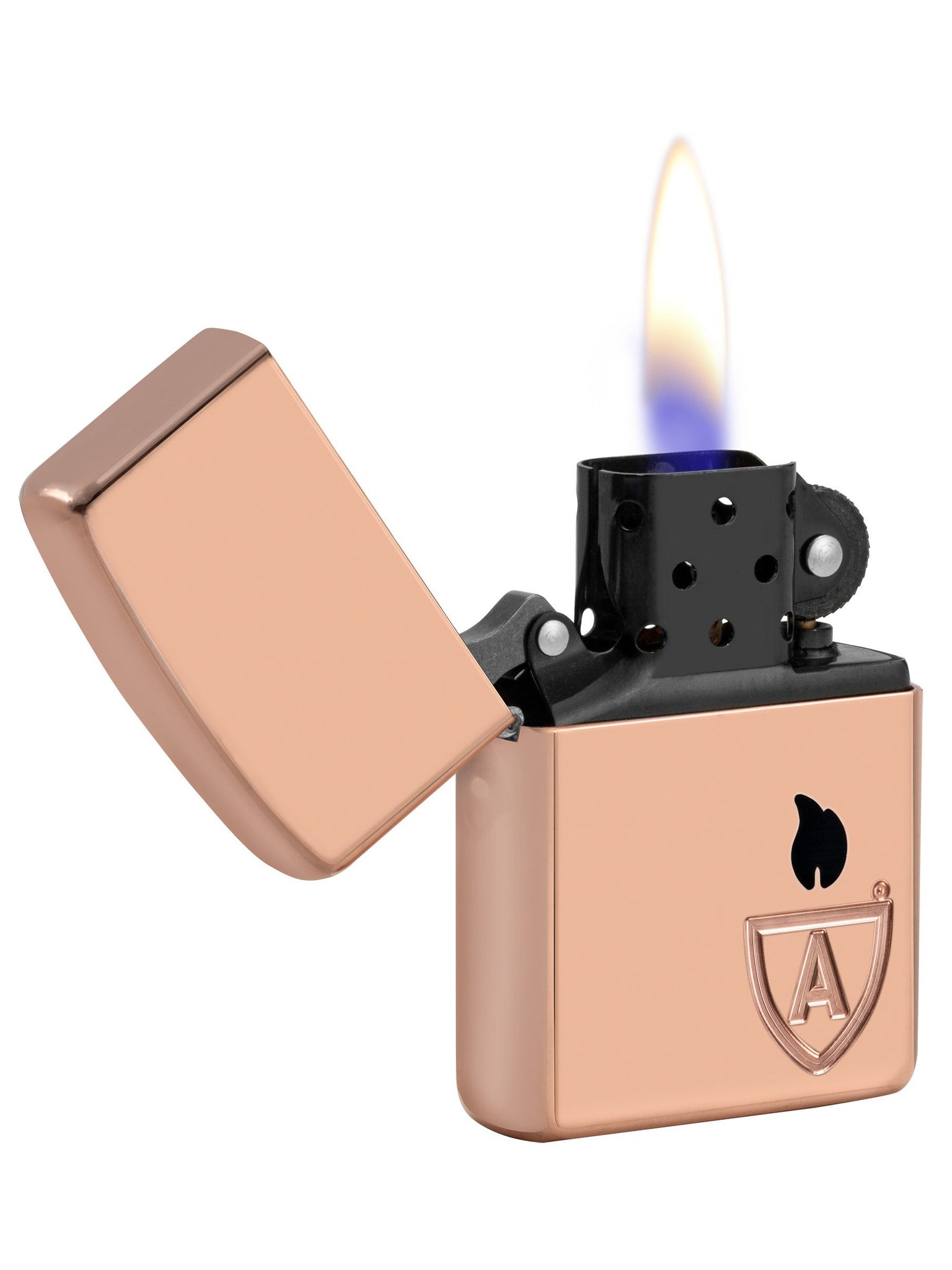 Zippo Lighter: Armor Solid Copper with Logo - High Polish Copper 46171