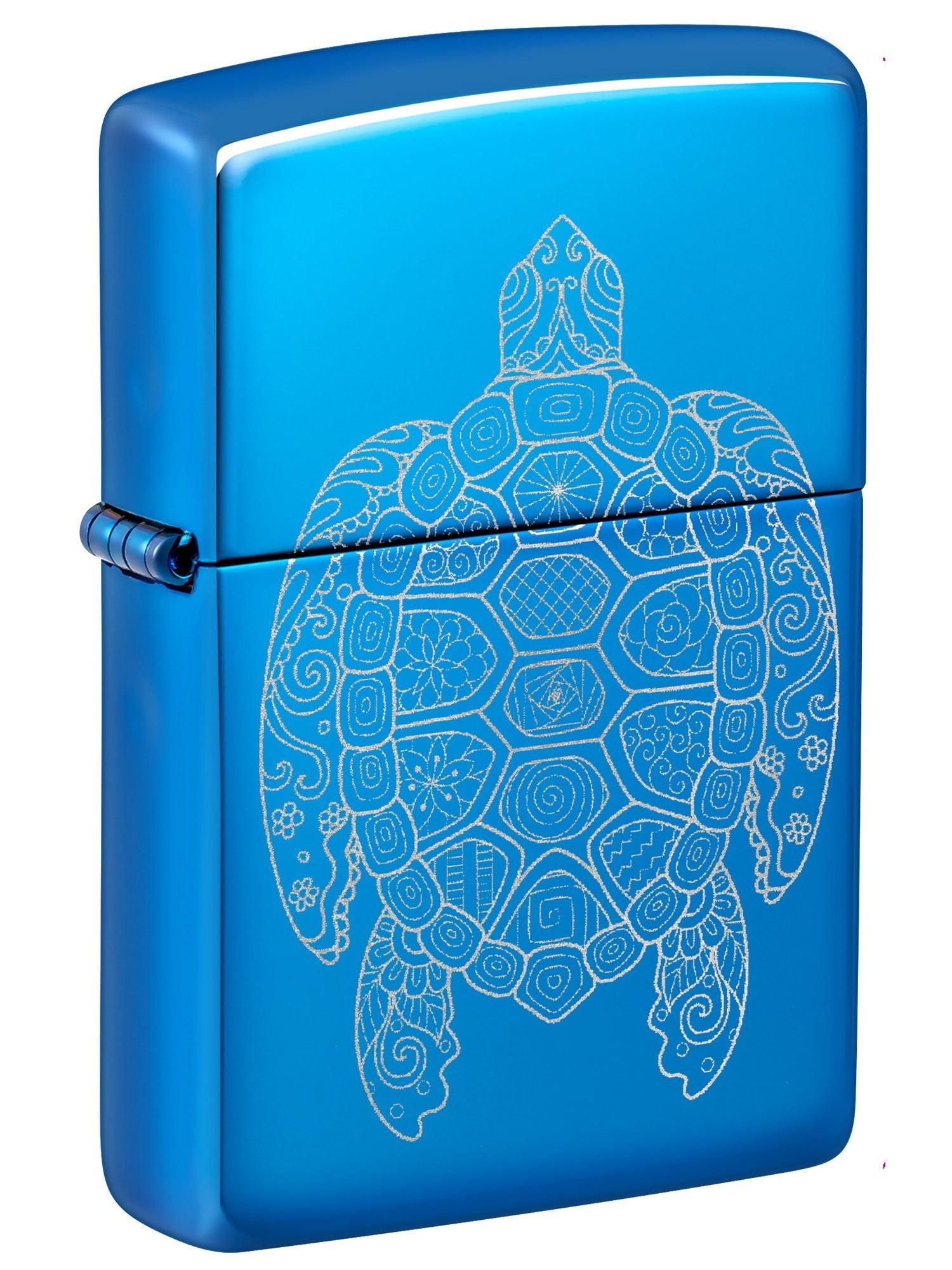 Zippo Lighter: Zen Turtle, Photo Image - High Polish Blue 46177