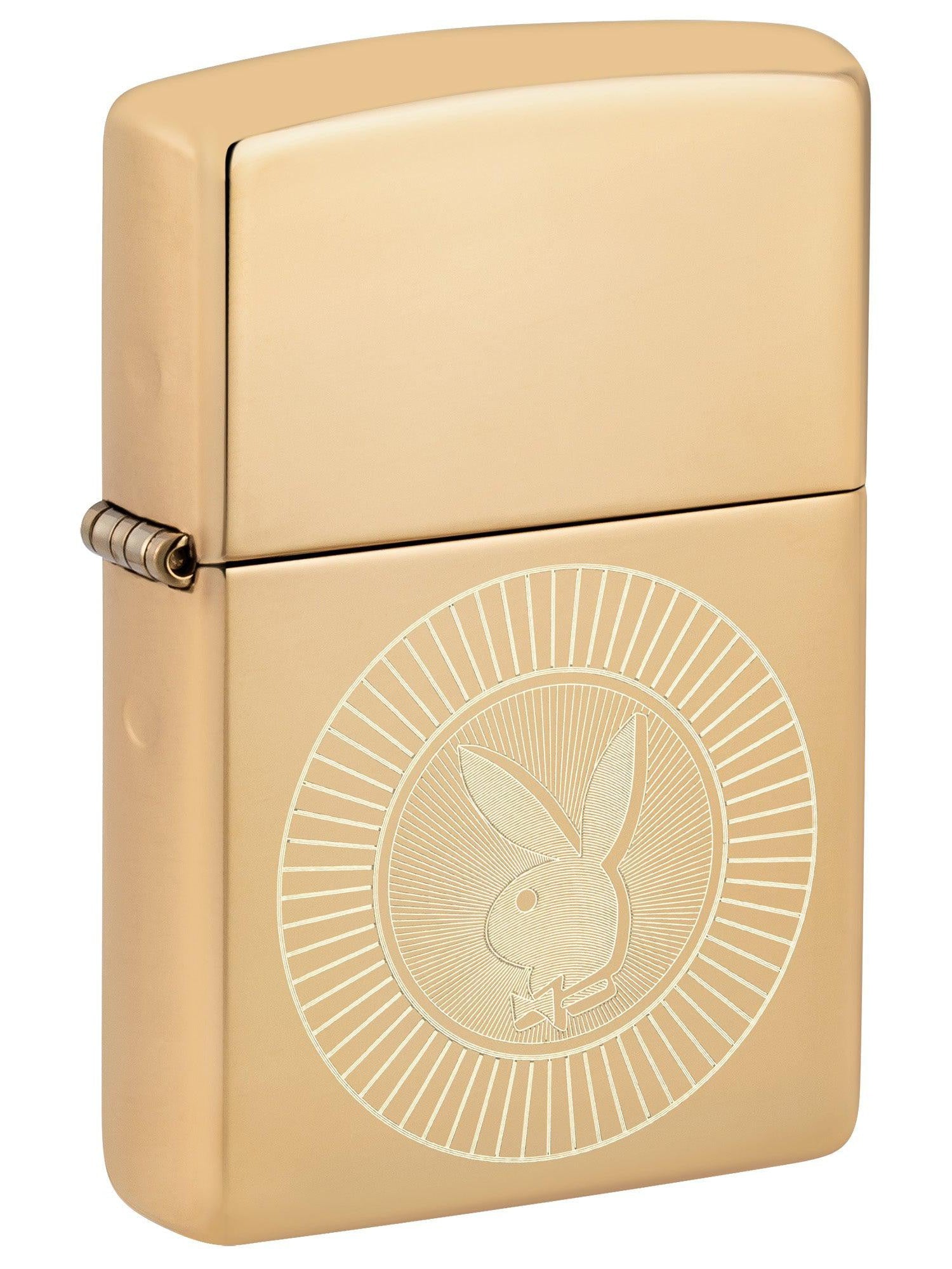 Zippo Lighter: Playboy Rabbit Logo, Engraved - High Polish Brass 46219