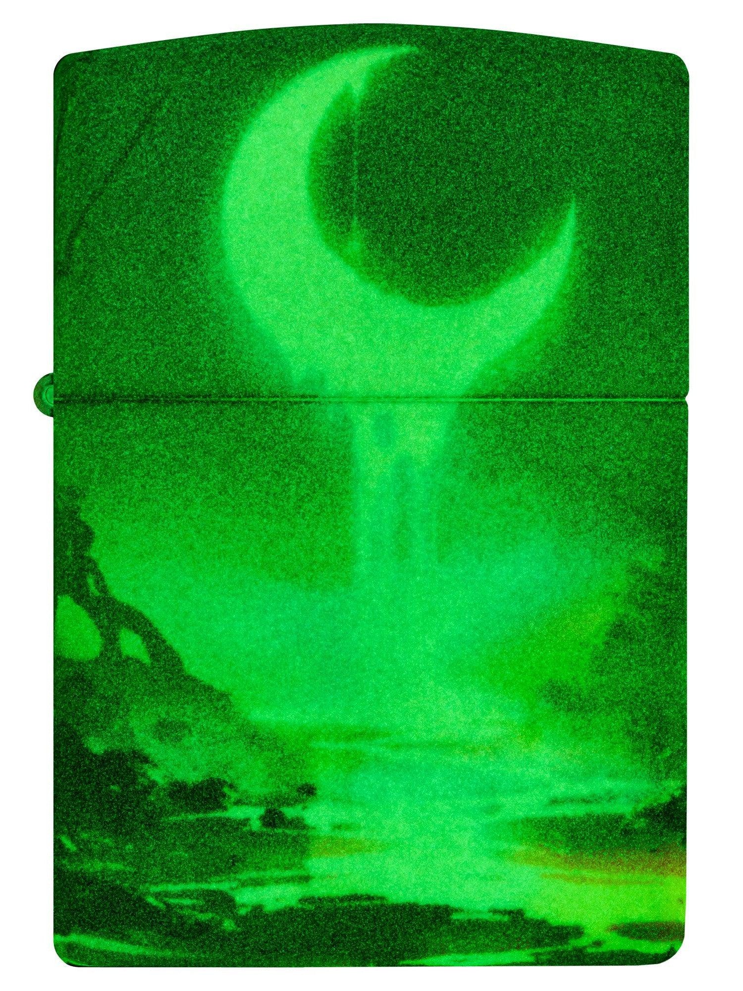 Zippo Lighter: Moon Dream Design, 540 Color - Glow-in-the-Dark Green 46259