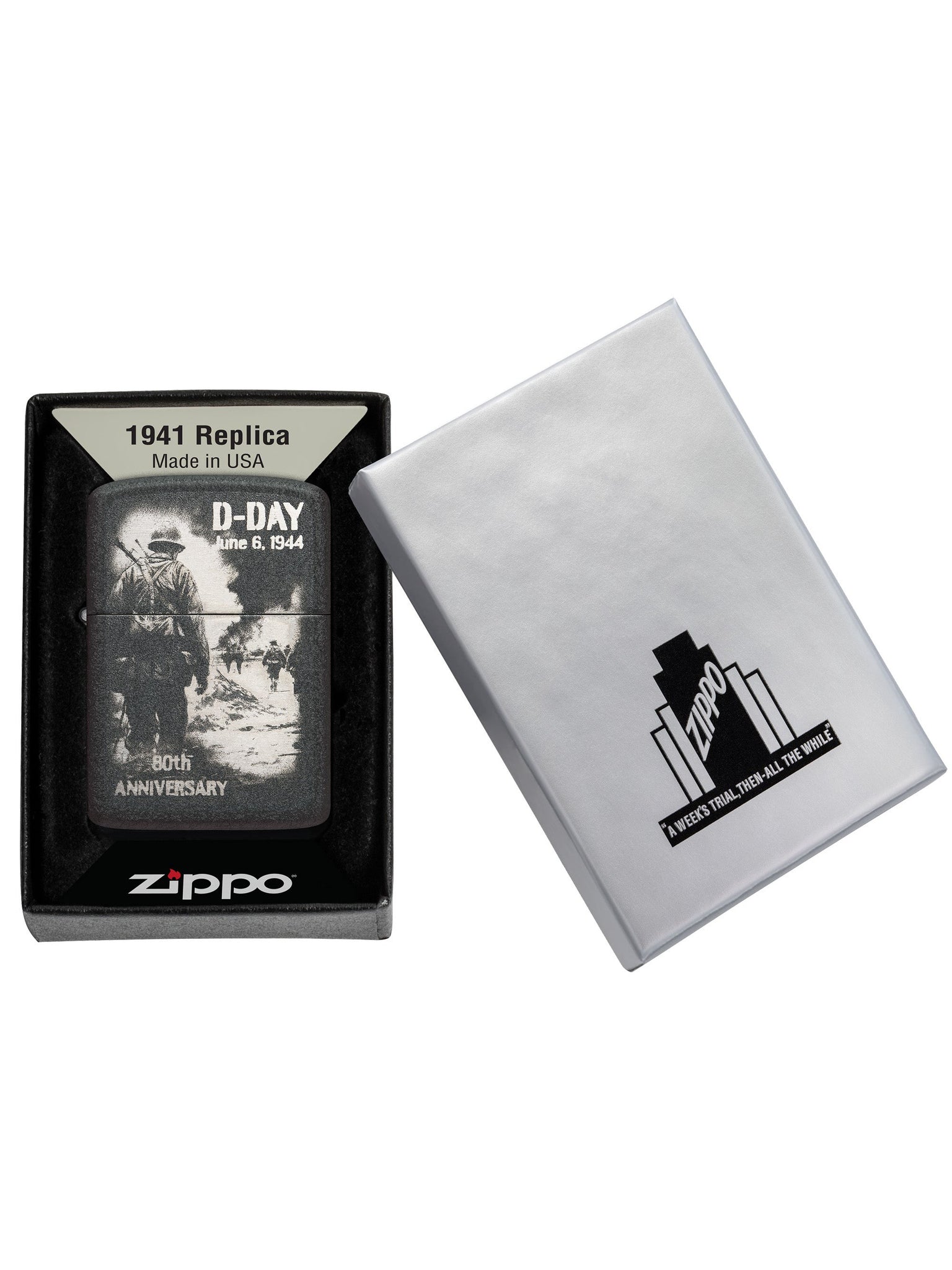 Zippo Lighter: D-Day 80th Anniversary Collectible - Black Crackle 46261