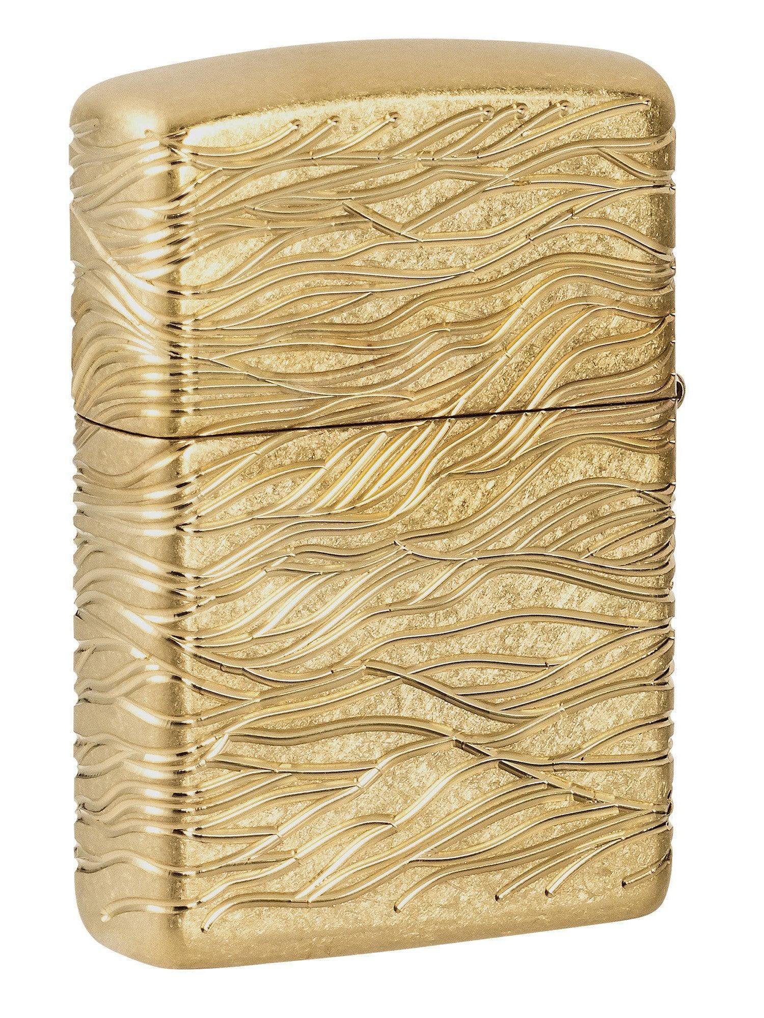 Zippo Lighter: Armor MultiCut, Luxury Waves Design - Tumbled Brass 46273