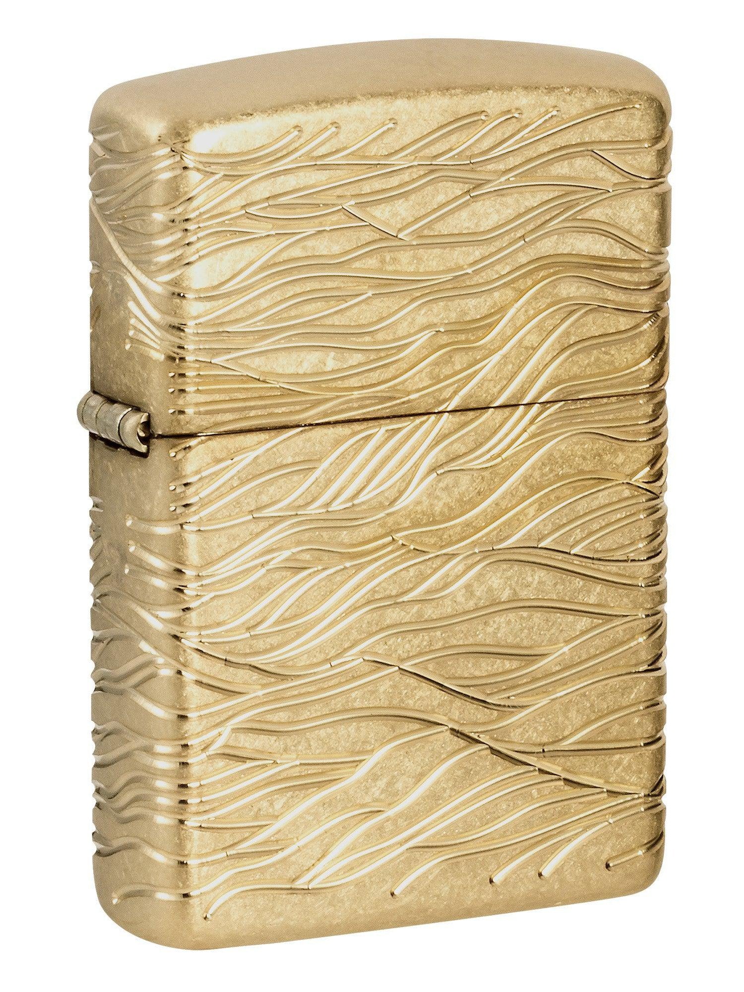 Zippo Lighter: Armor MultiCut, Luxury Waves Design - Tumbled Brass 462 ...