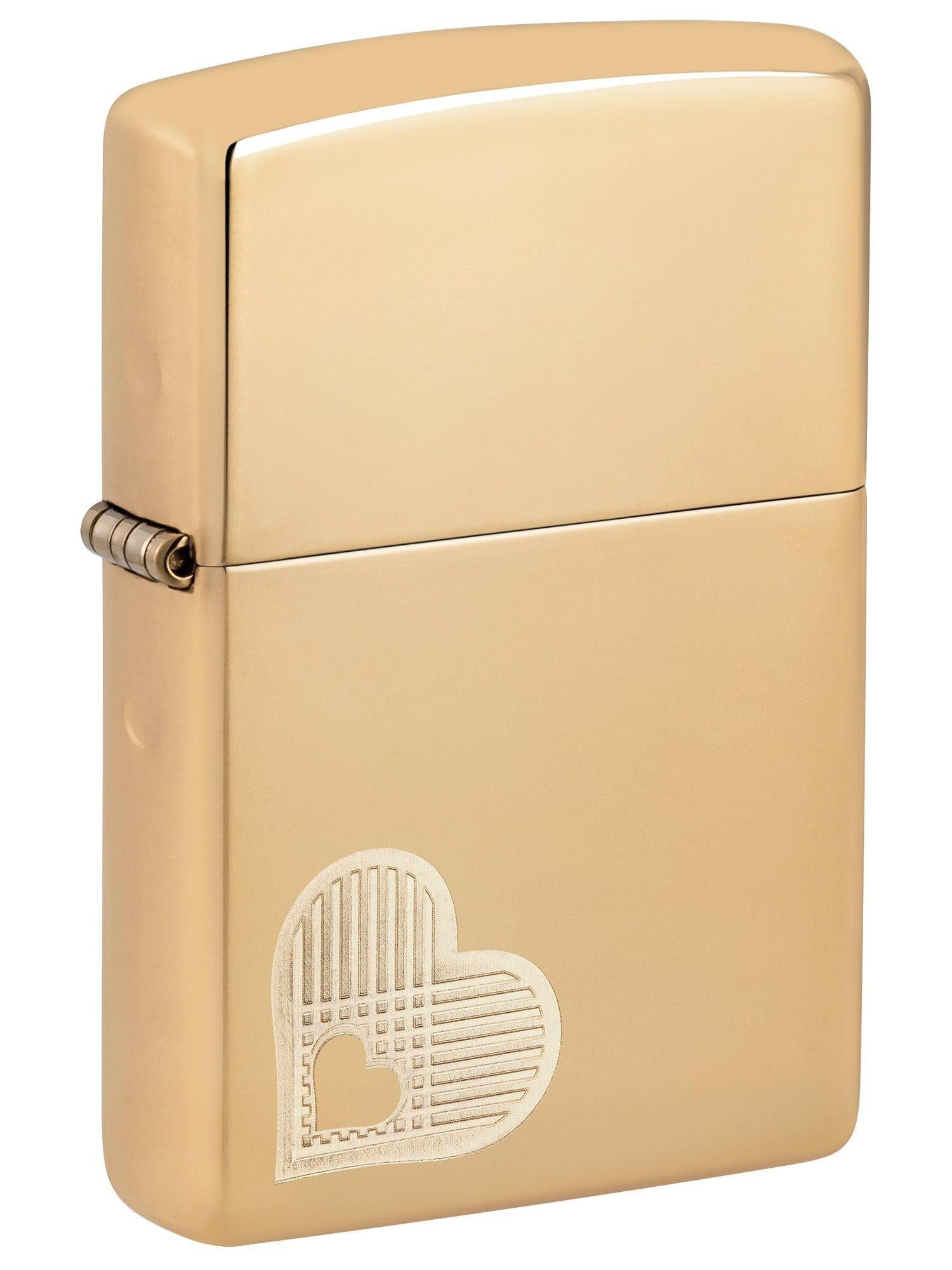 Zippo Lighter: Double Hearts Design, Engraved - High Polish Brass 46281