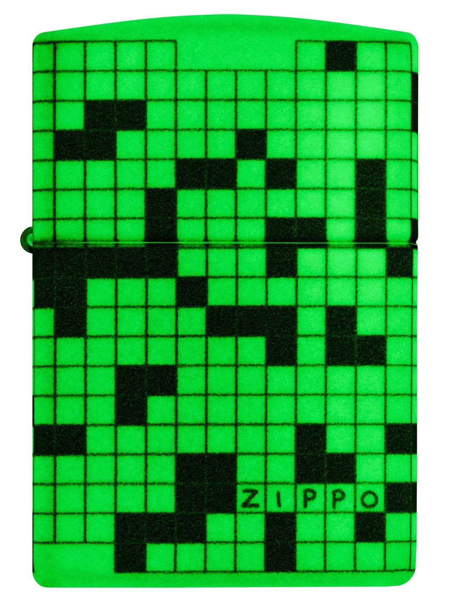 Zippo Lighter: Crossword Puzzle Design, 540 Color - Glow-in-the-Dark Green 46285