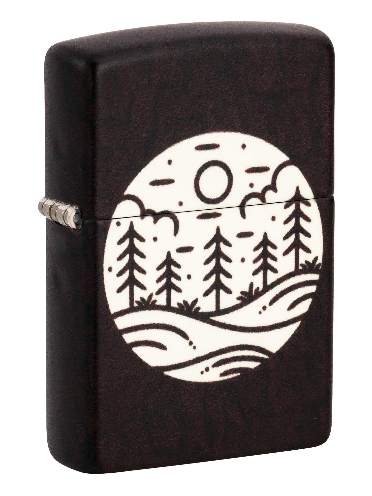 Zippo Lighter: Moonlit Field Design - Glow-in-the-Dark Green 46287