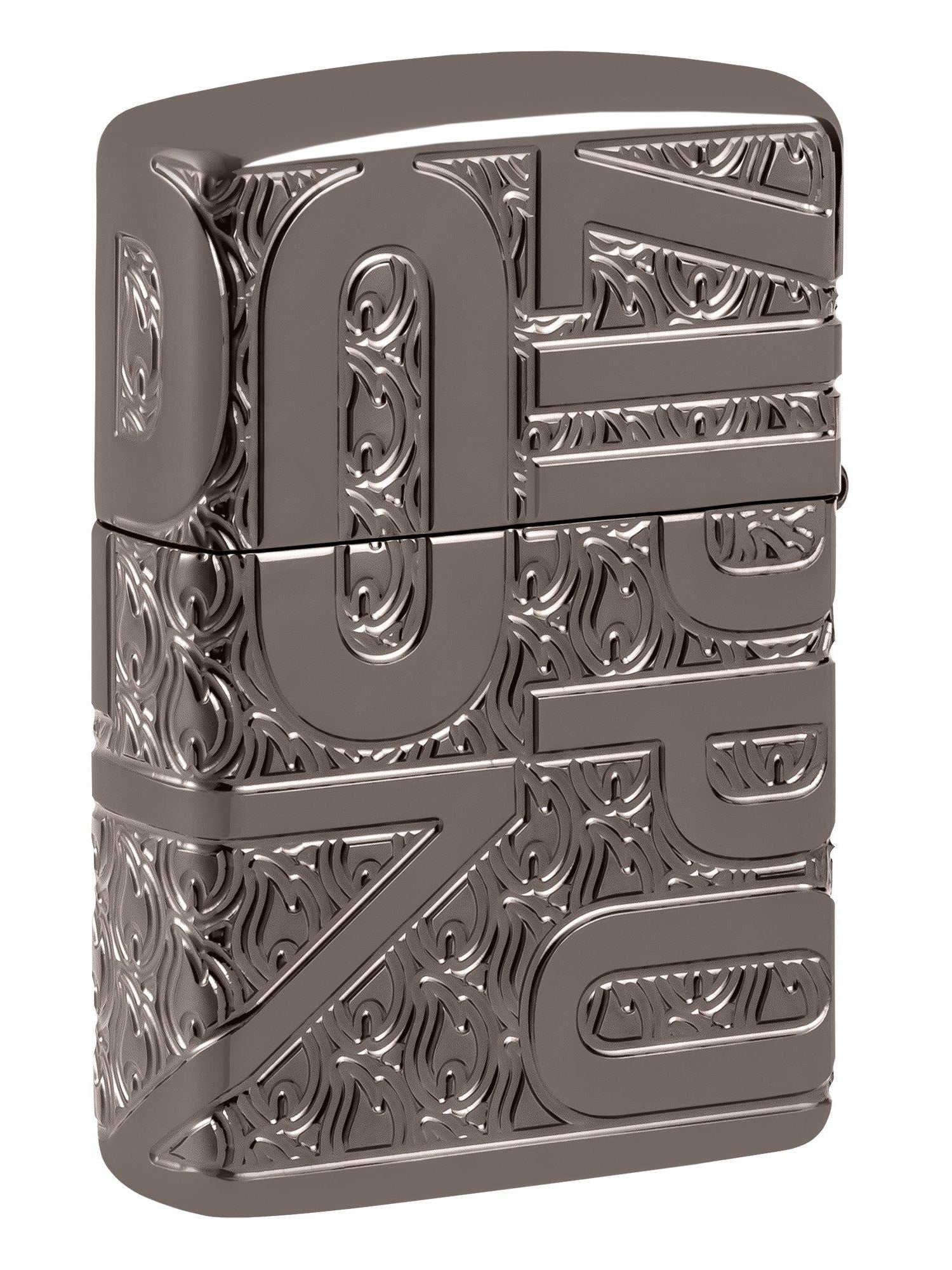 Zippo Lighter: Armor MultiCut, Reverse Carve Zippo - Black Ice 46312