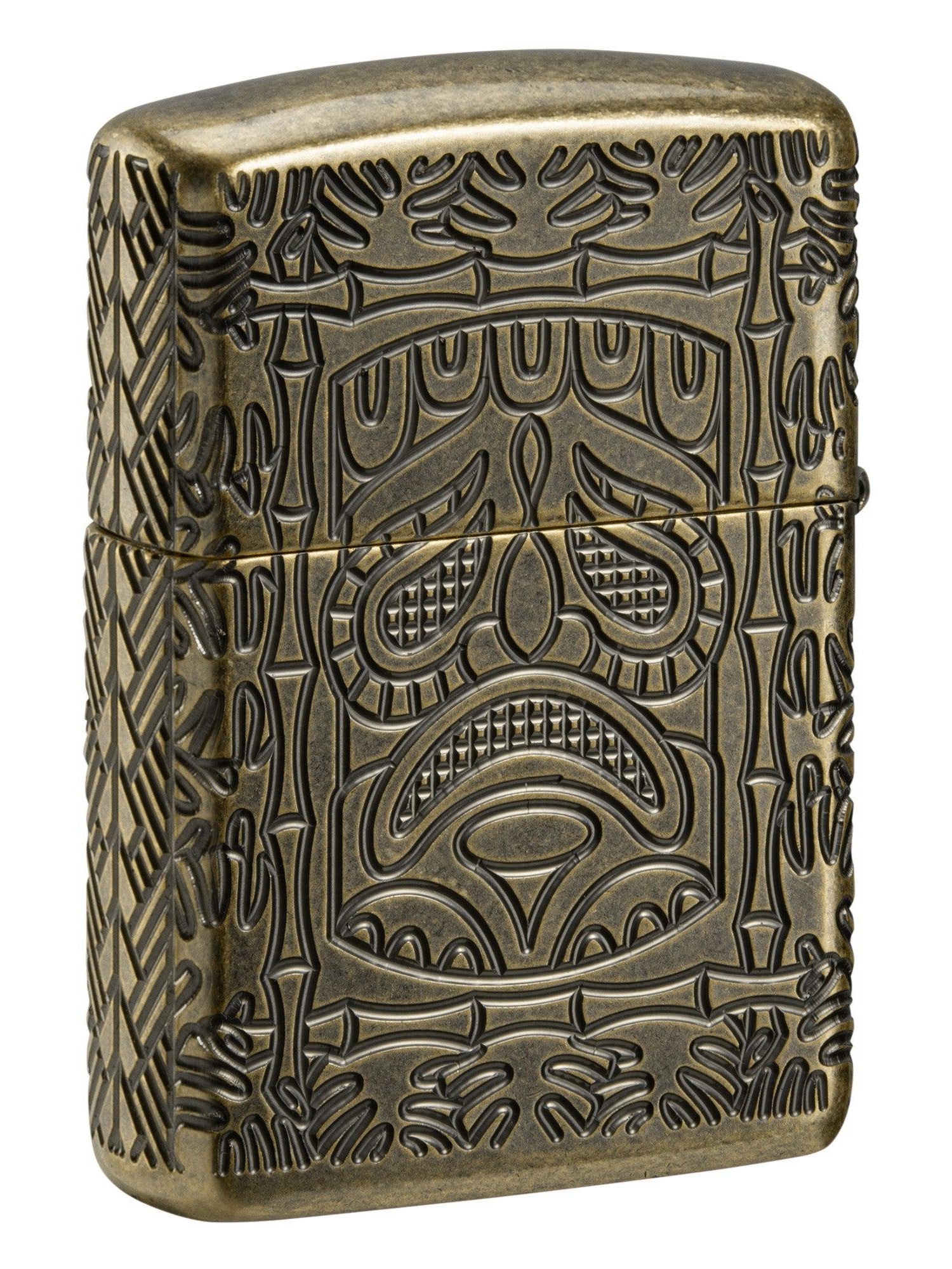 Zippo Lighter: Armor MultiCut, Tiki Design - Antique Brass 46314