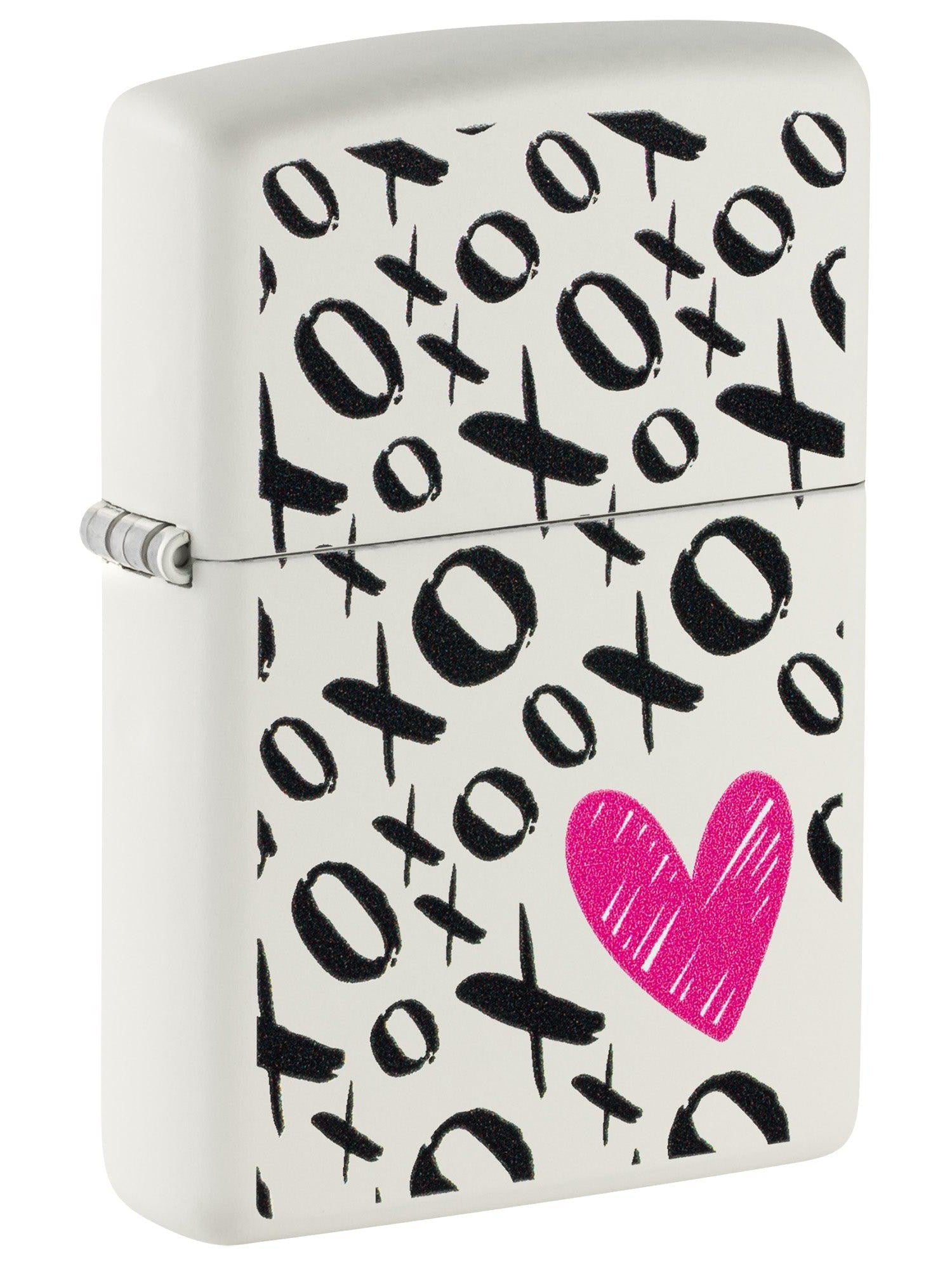 Zippo Lighter: Hugs and Kisses Design - White Matte 46471