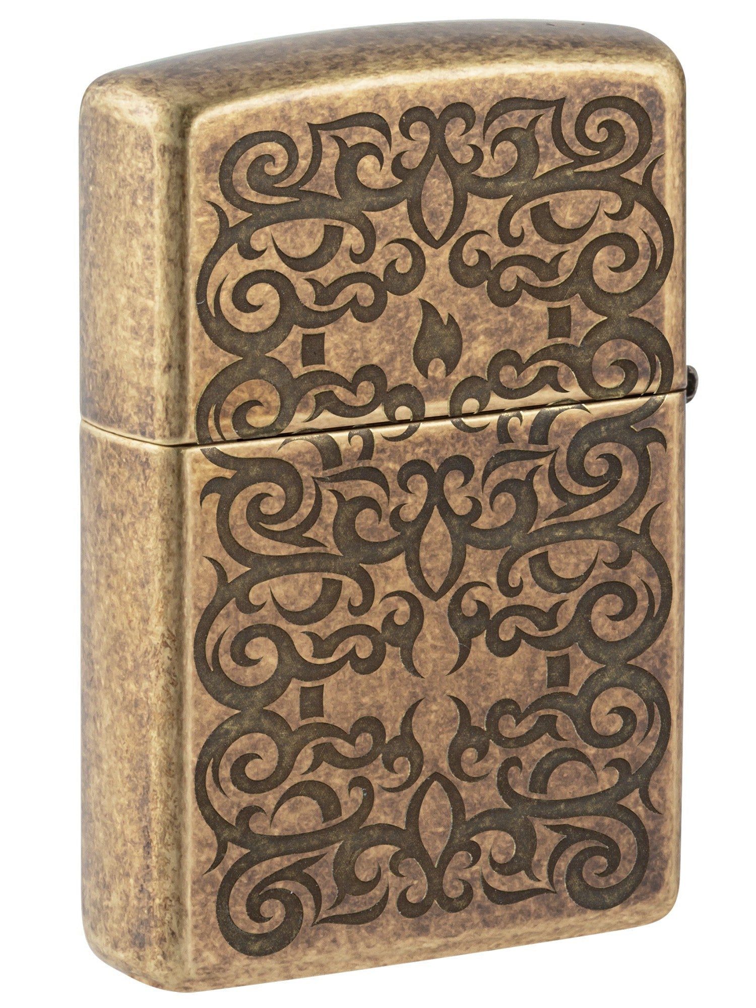 Zippo Lighter: Engraved Tattoo Design - Antique Brass 48484