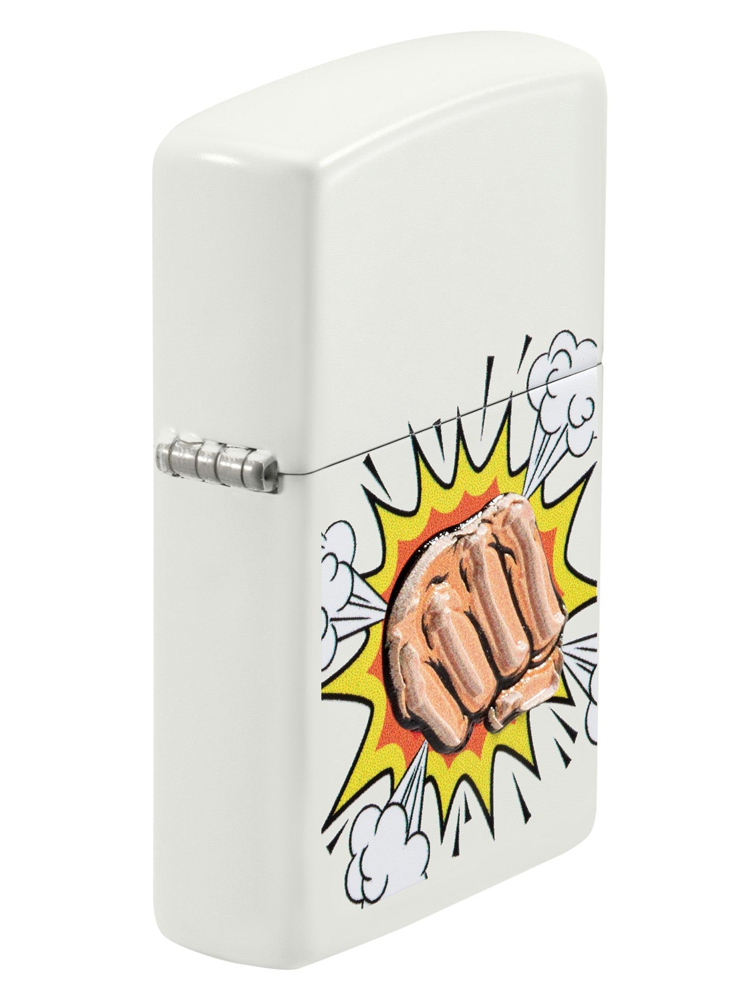 Zippo Lighter: Closed Fist, Raised Print - White Matte 48867