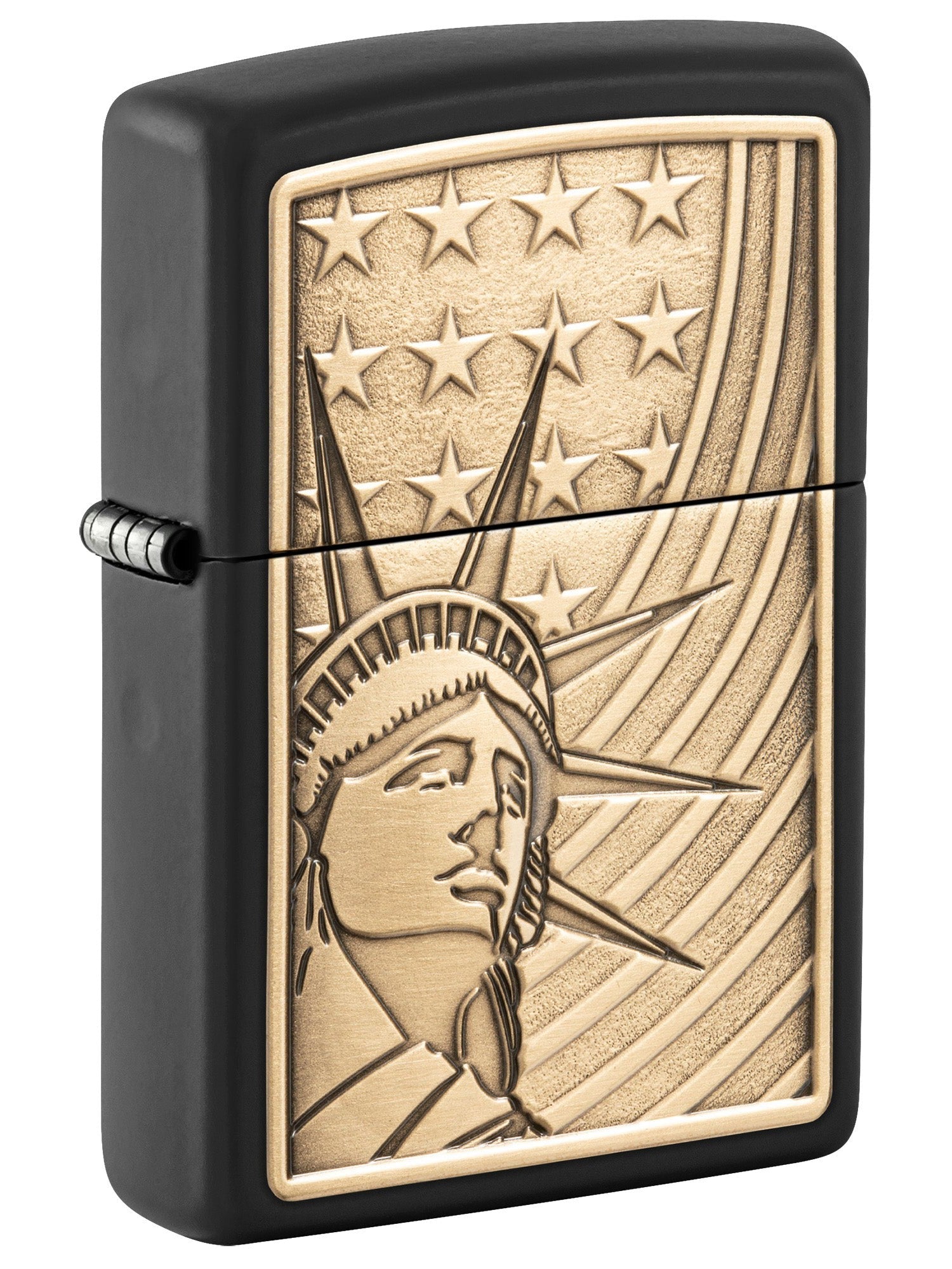 Zippo Lighter: Statue of Liberty Emblem - Black Matte 48921