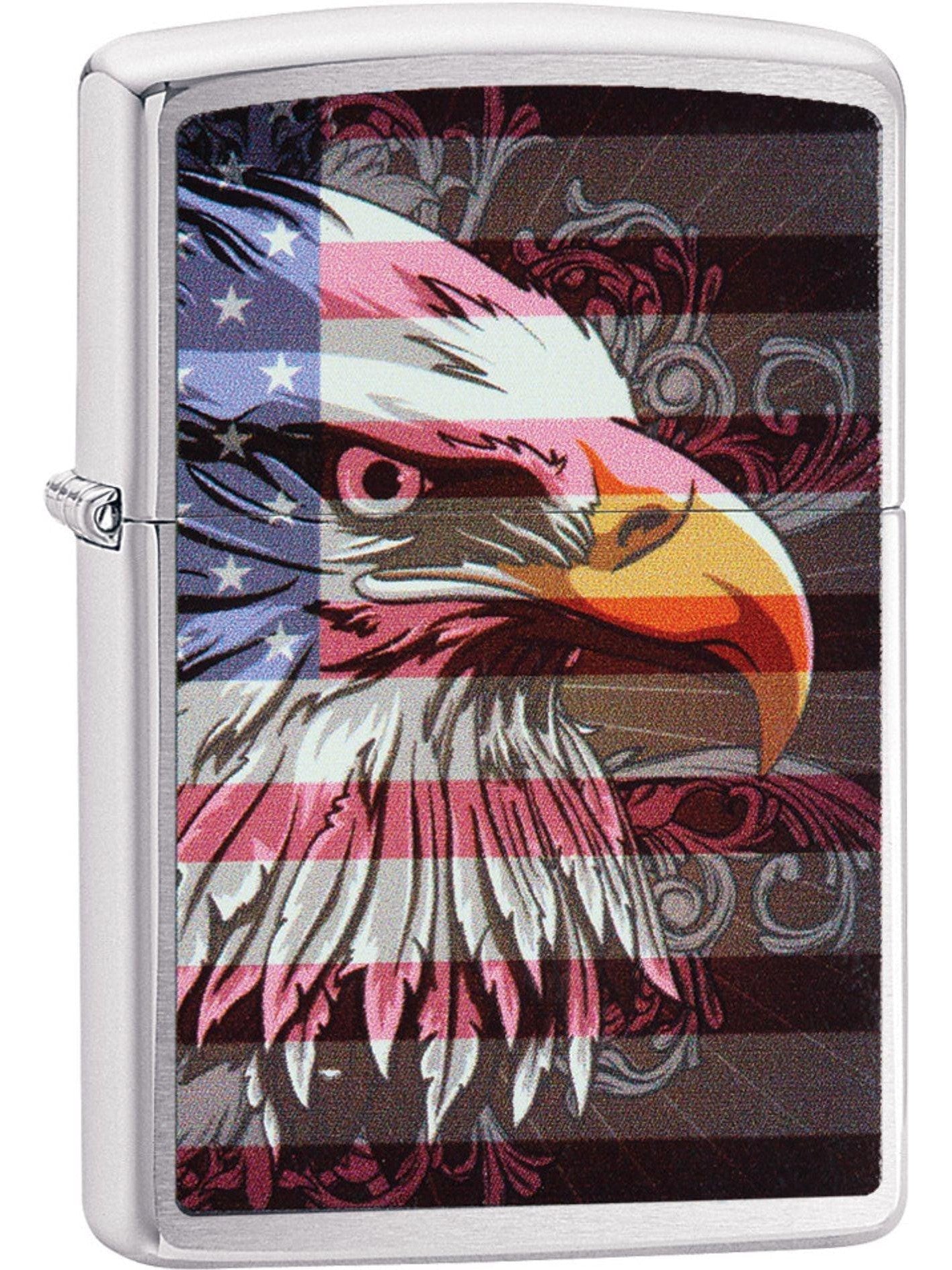 Zippo Lighter: Eagle and Flag - Brushed Chrome 81593