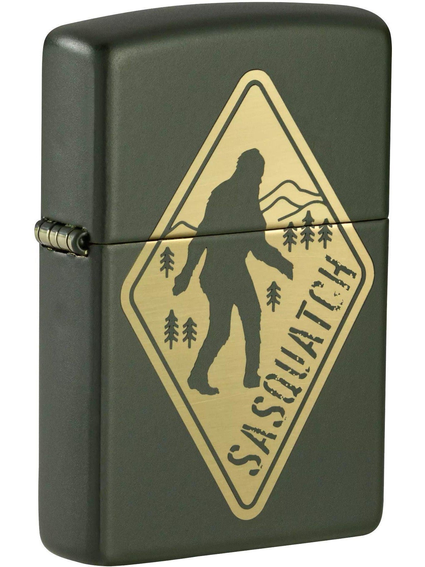 Zippo Lighter: Sasquatch Sign, Engraved - Green Matte 81620