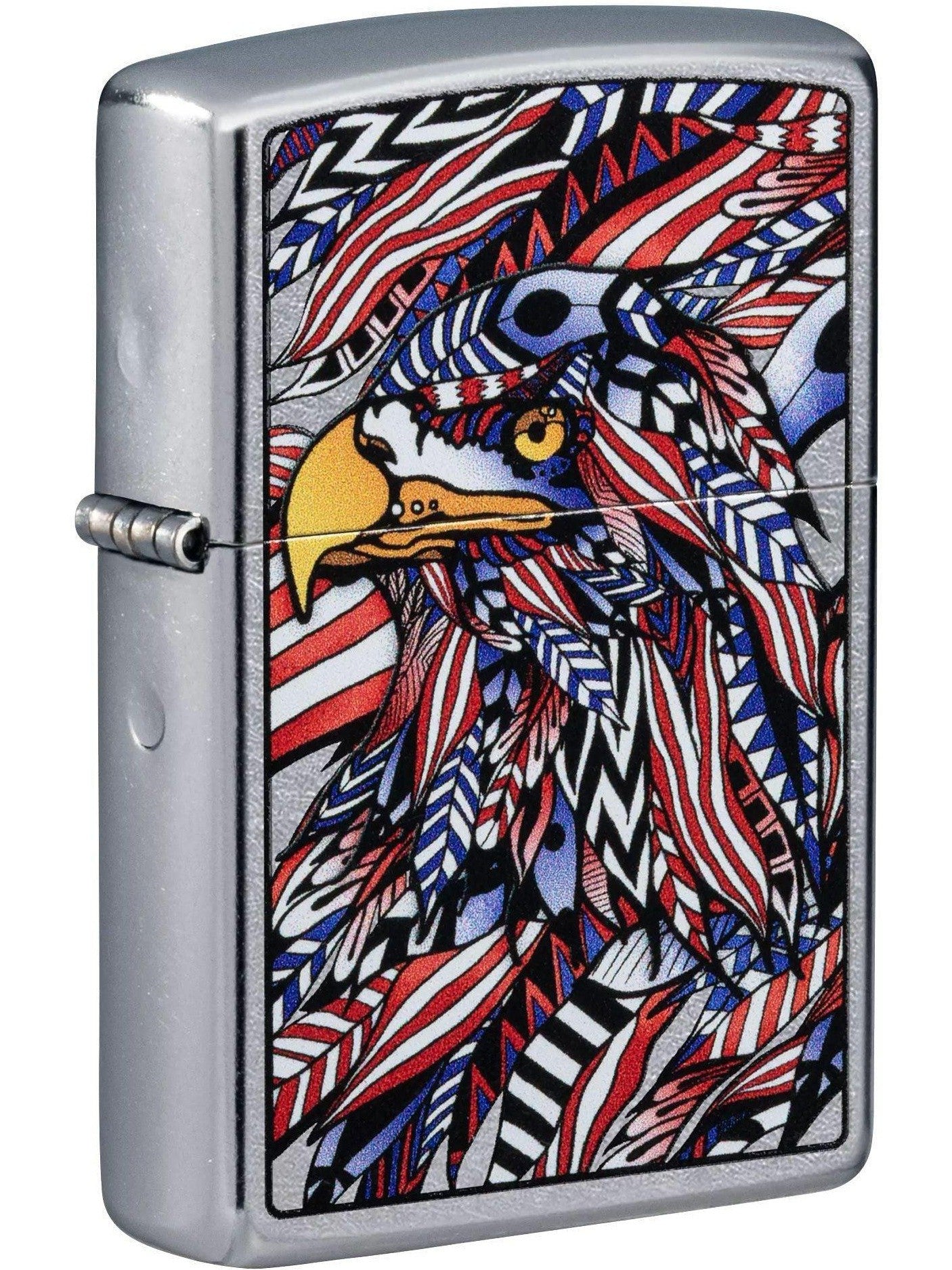 Zippo Lighter: American Eagle, Feathers - Street Chrome 81621