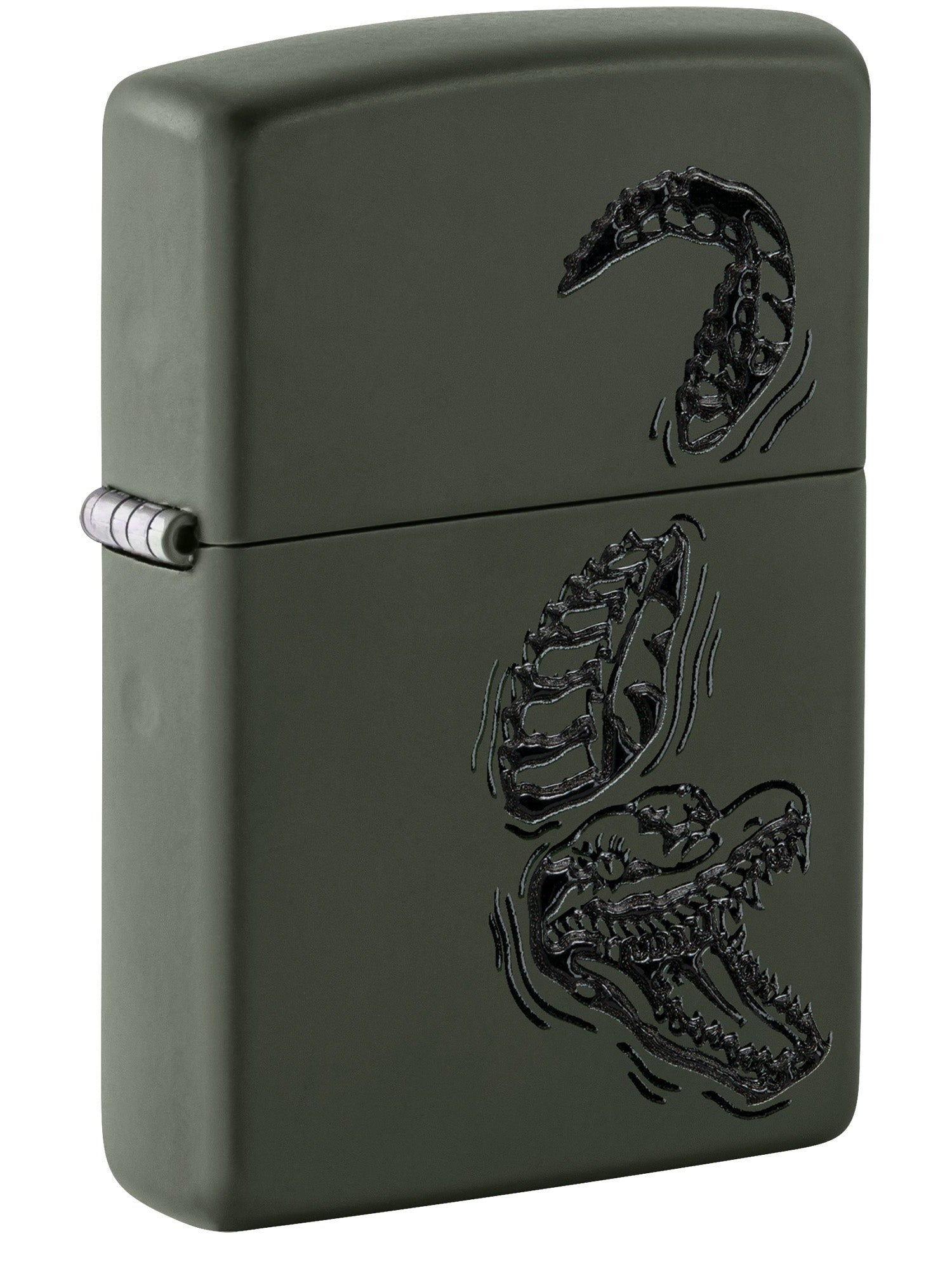 Zippo Lighter: Raised Alligator Emblem - Green Matte 81652