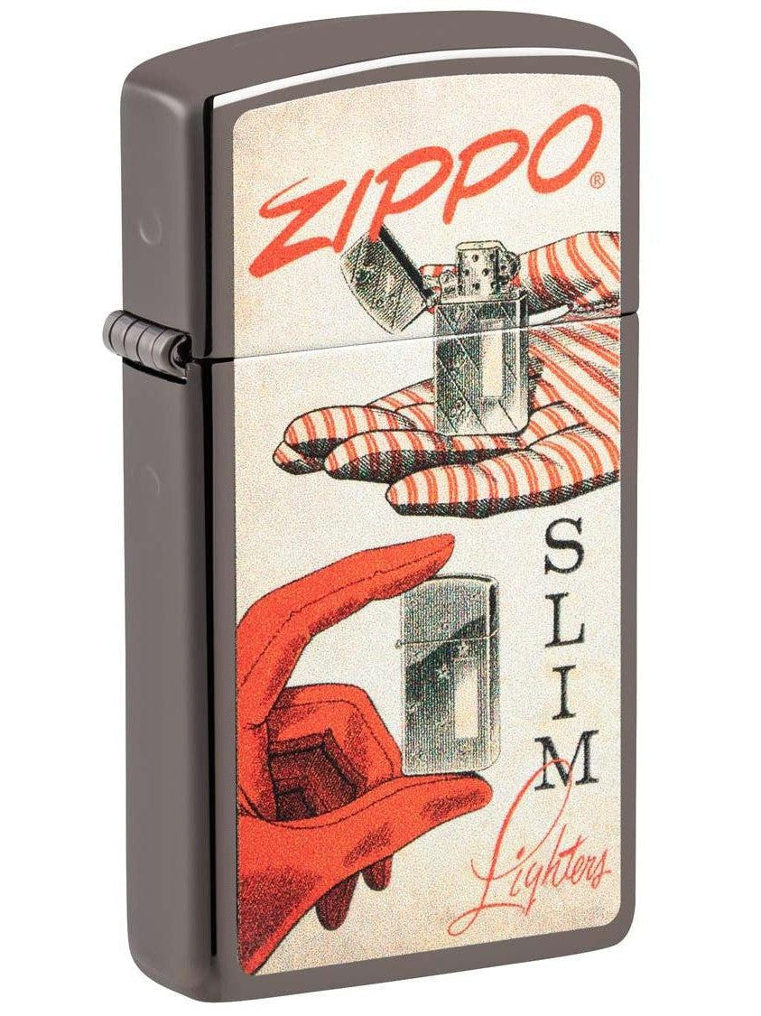 Zippo Lighter: Slim, Vintage Advertisement - Black Ice 48396 – Lucas ...