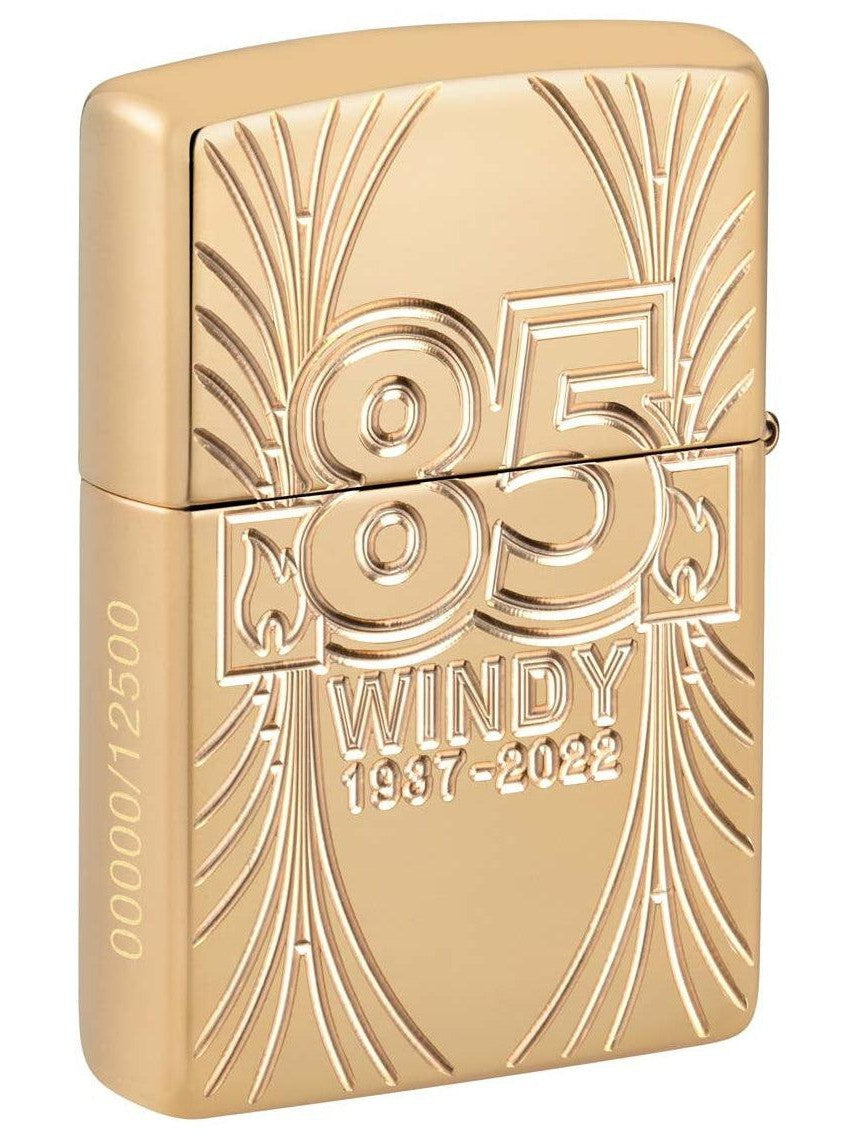 Zippo Lighter: Windy 85th Anniversary Collectible - High Polish Brass –  Lucas Lighters