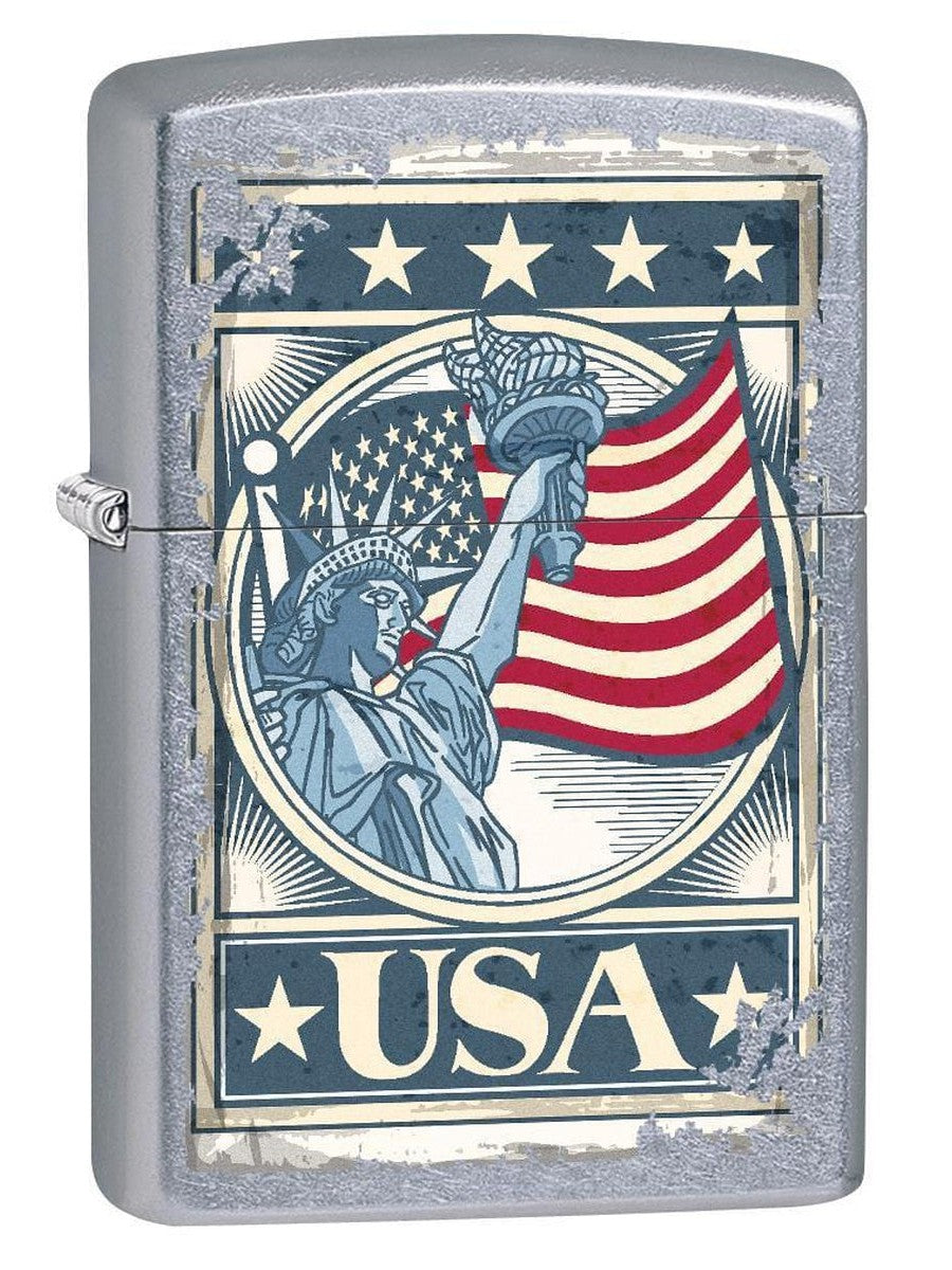 Zippo Lighter: Liberty Flag - Street Chrome 75666 – Lucas Lighters