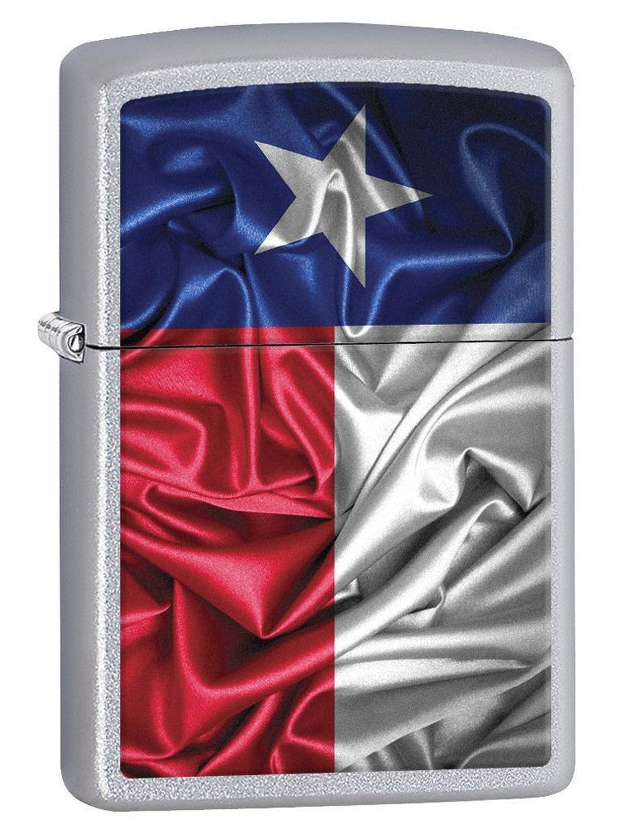 Zippo Lighter: Texas State Flag - Satin Chrome 77010