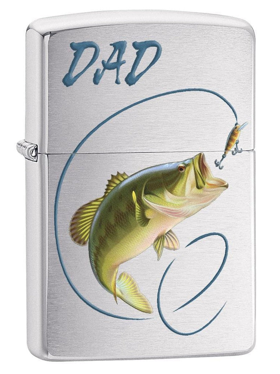 Zippo Lighter: Fishing, Jumping Bass - Brushed Chrome 78663 – Lucas Lighters