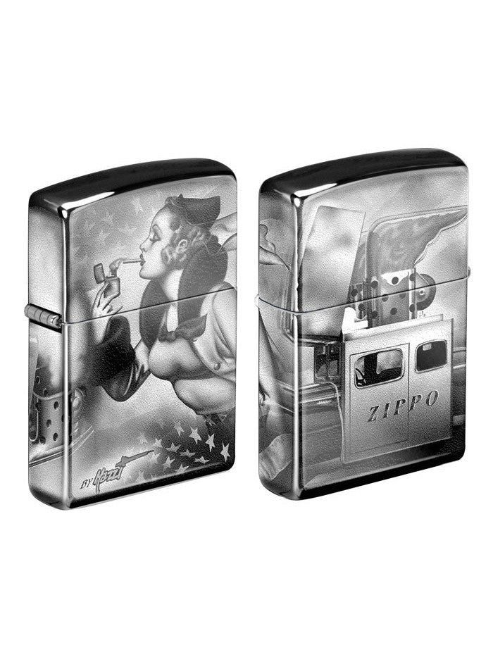 Zippo Lighter: Windy the Zippo Girl by Mazzi, Photo 360 - Ebony 80954