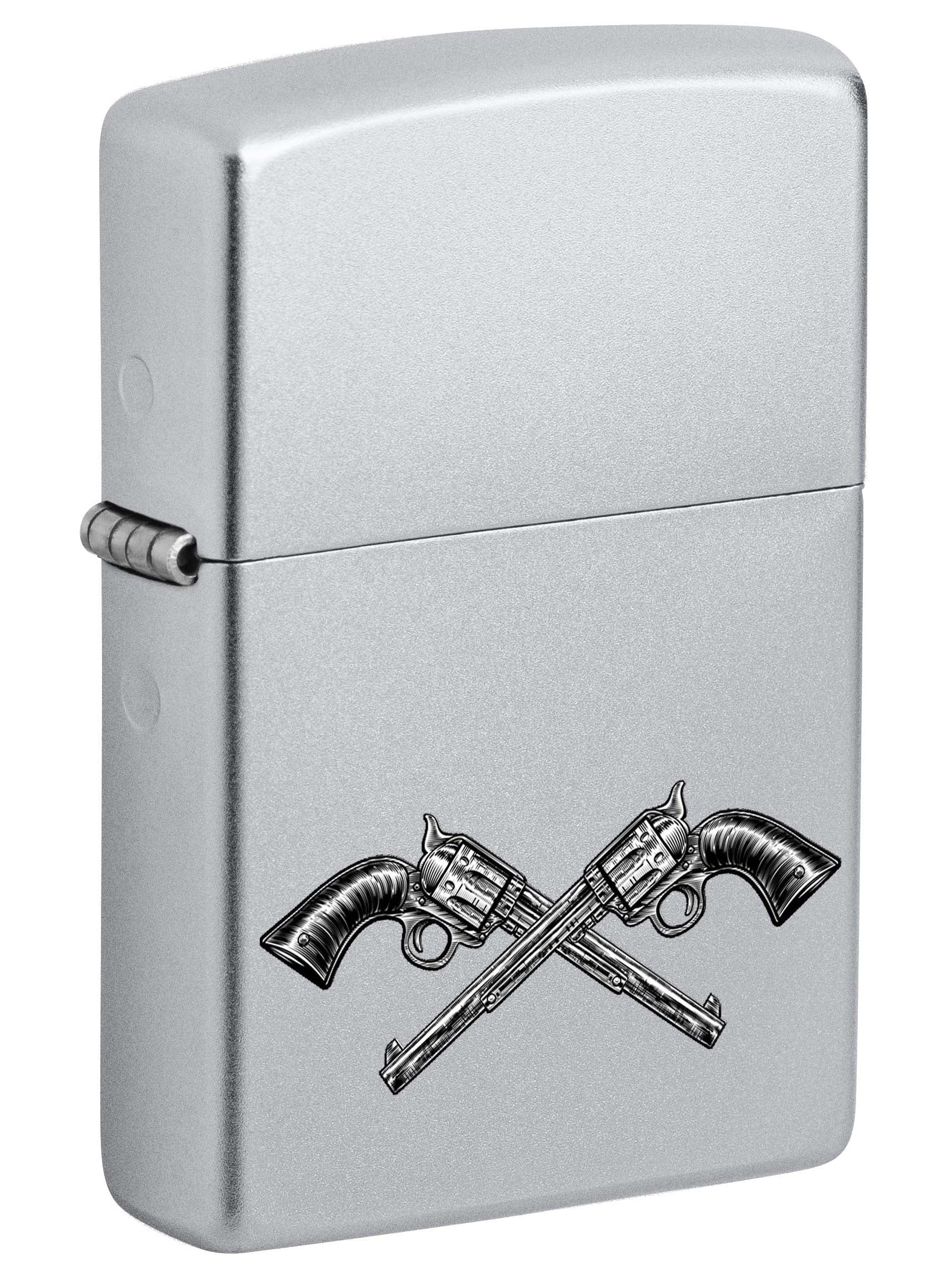 Zippo Lighter: Crossed Revolver Guns - Satin Chrome 81133 – Lucas Lighters