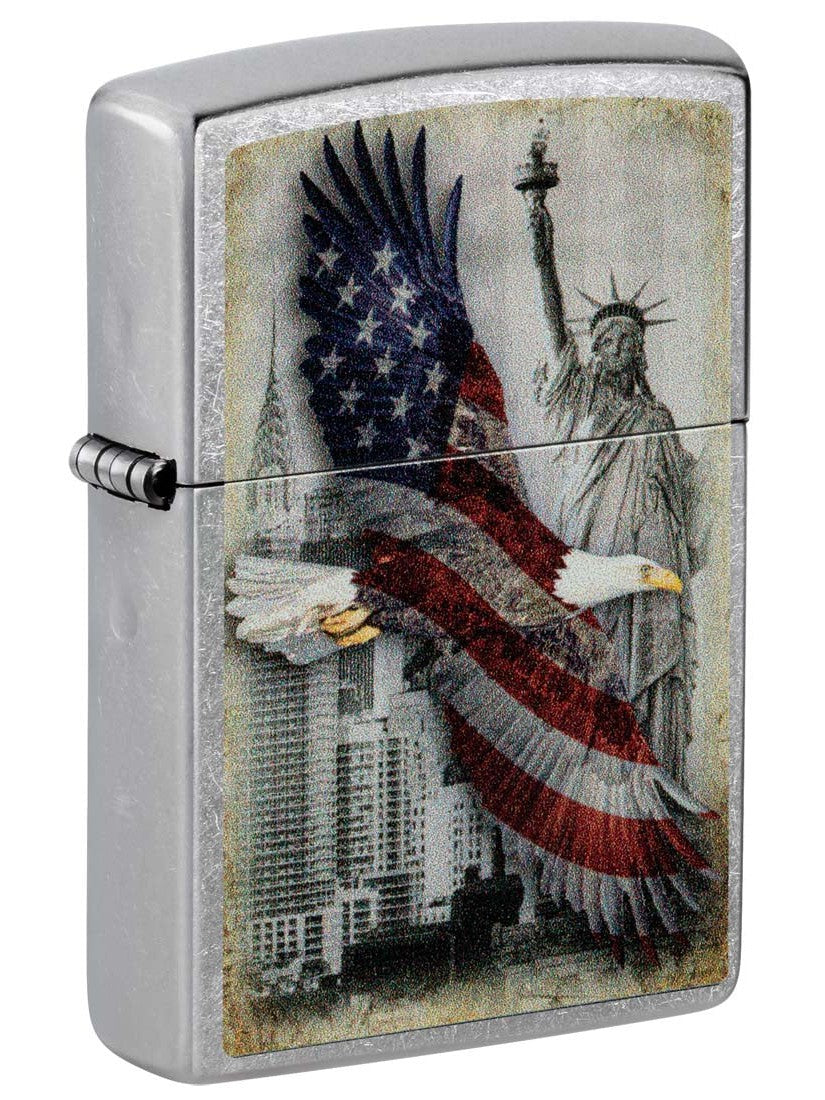 Zippo Lighter: Bald Eagle and New York City - Street Chrome 81410 ...